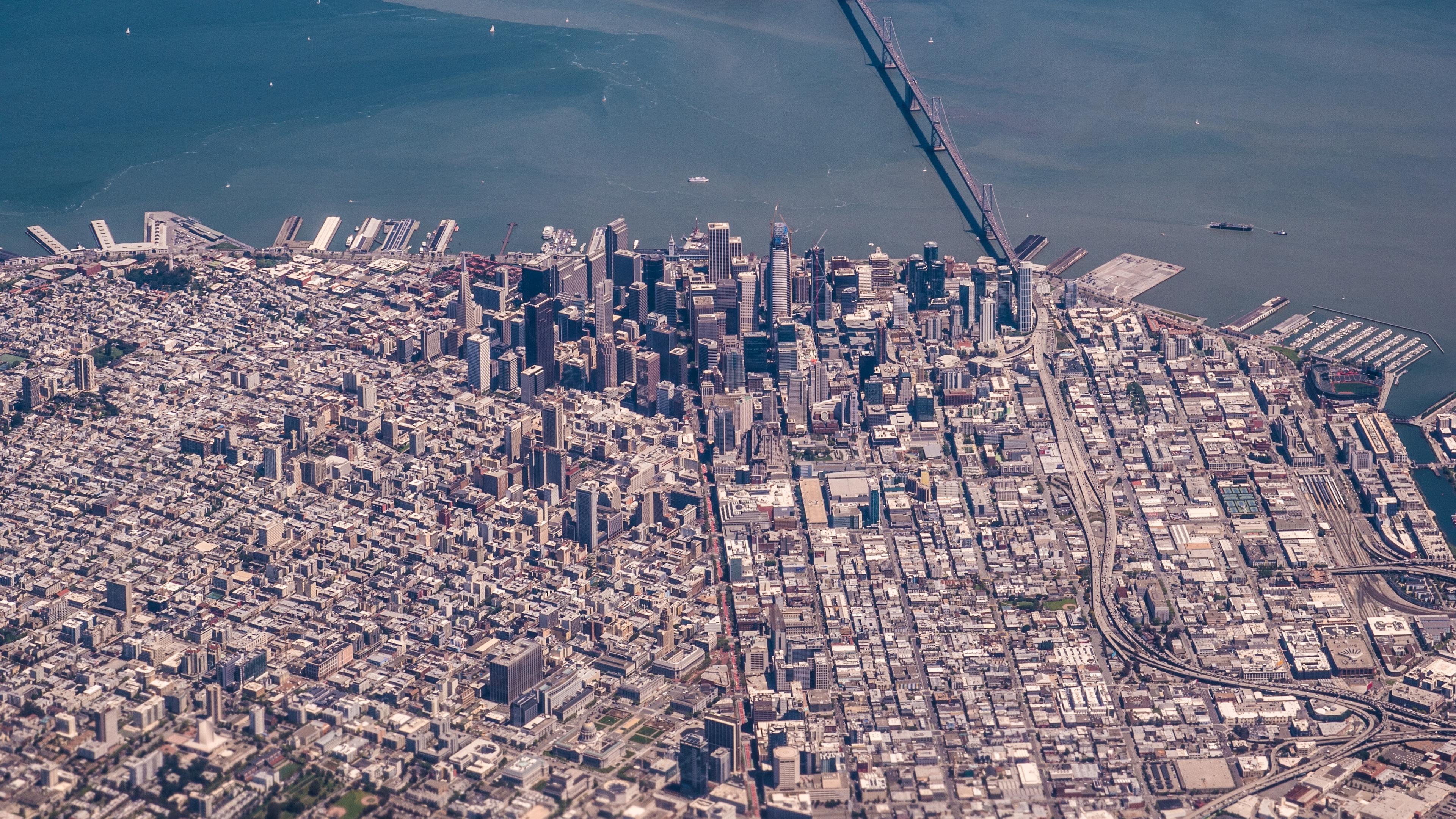 San Francisco: Nicknamed The Golden City, Aerial view. 3840x2160 4K Wallpaper.