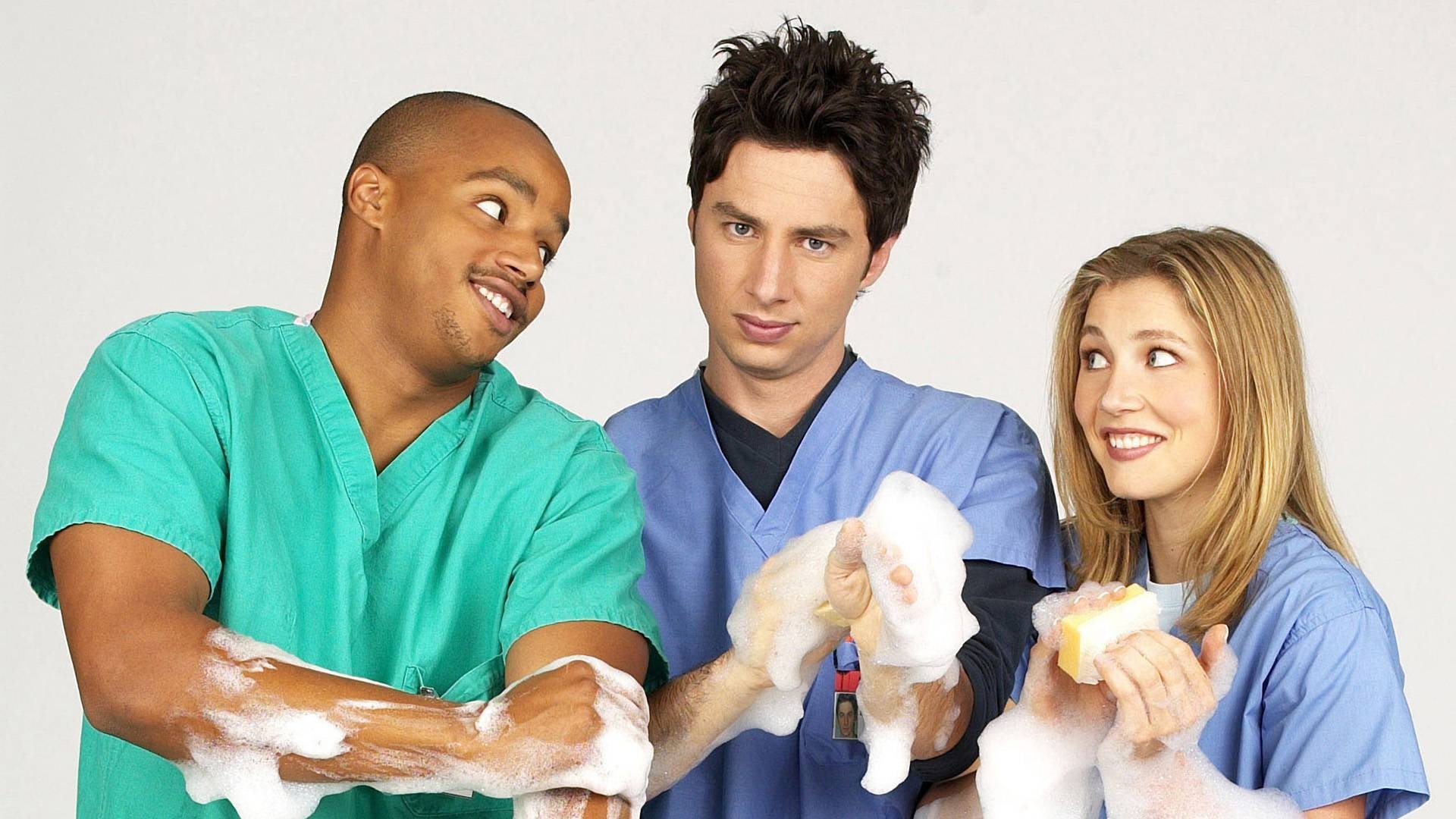 Scrubs (TV Series): An American medical sitcom television show created by Bill Lawrence that premiered on October 2, 2001. 1920x1080 Full HD Background.