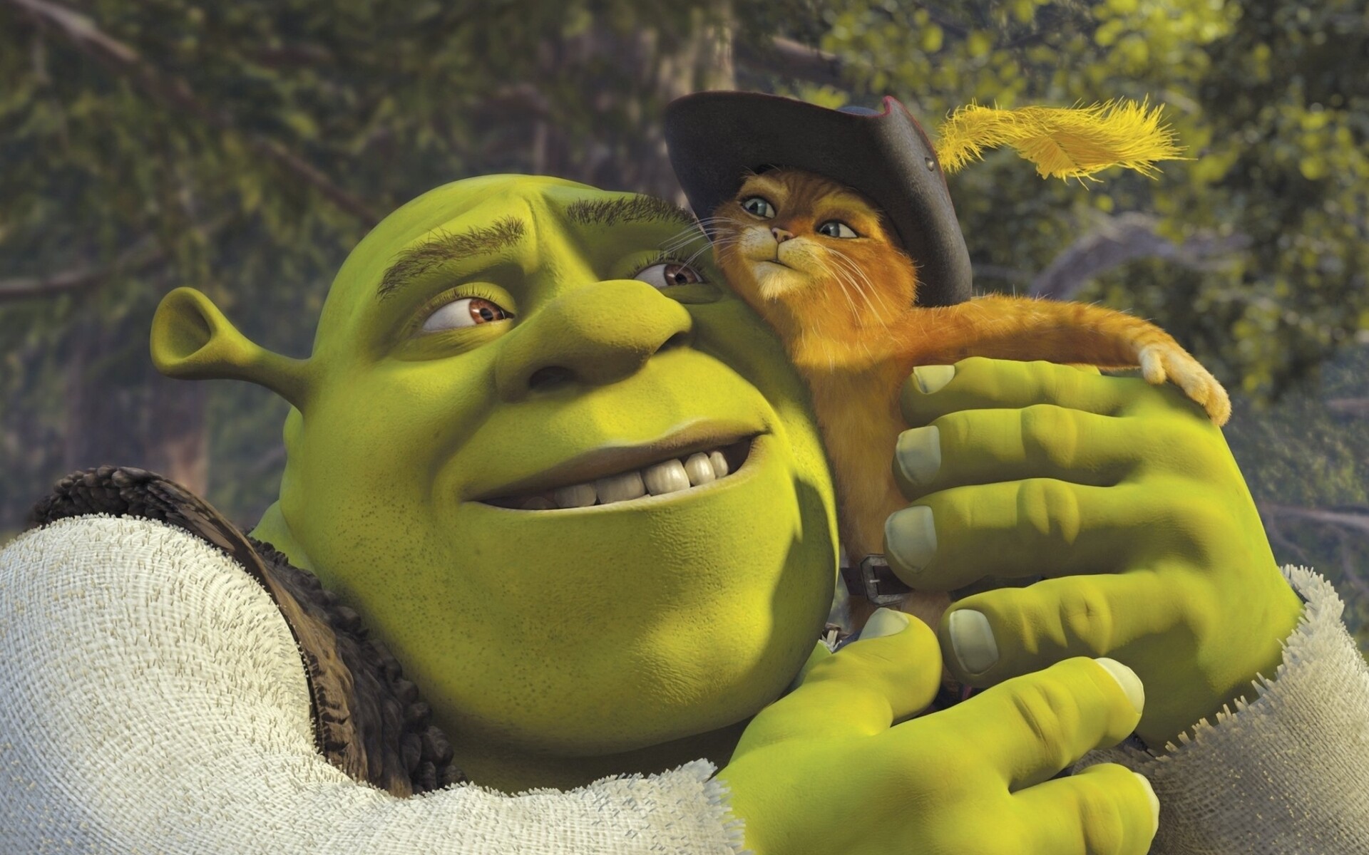 Shrek: A solitary ogre is angered when fairy tale creatures are sent to live in his swamp ordered by Lord Farquaad, He befriends a talking donkey named Donkey, and they set off to meet with Farquaad. 1920x1200 HD Background.