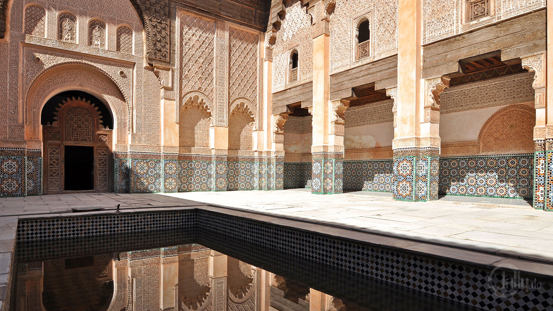 Ben Youssef Madrasa, Architectural marvel, Moroccan craftsmanship, Cultural heritage, 1920x1080 Full HD Desktop