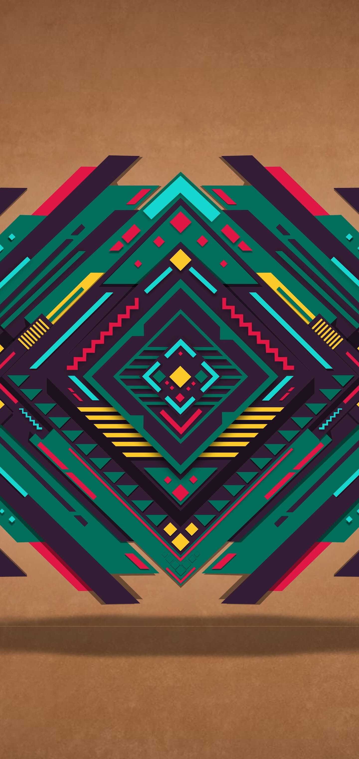 Geometric Abstract: Colorful shapes, Parallel lines, Right angles, Squares. 1440x3040 HD Wallpaper.