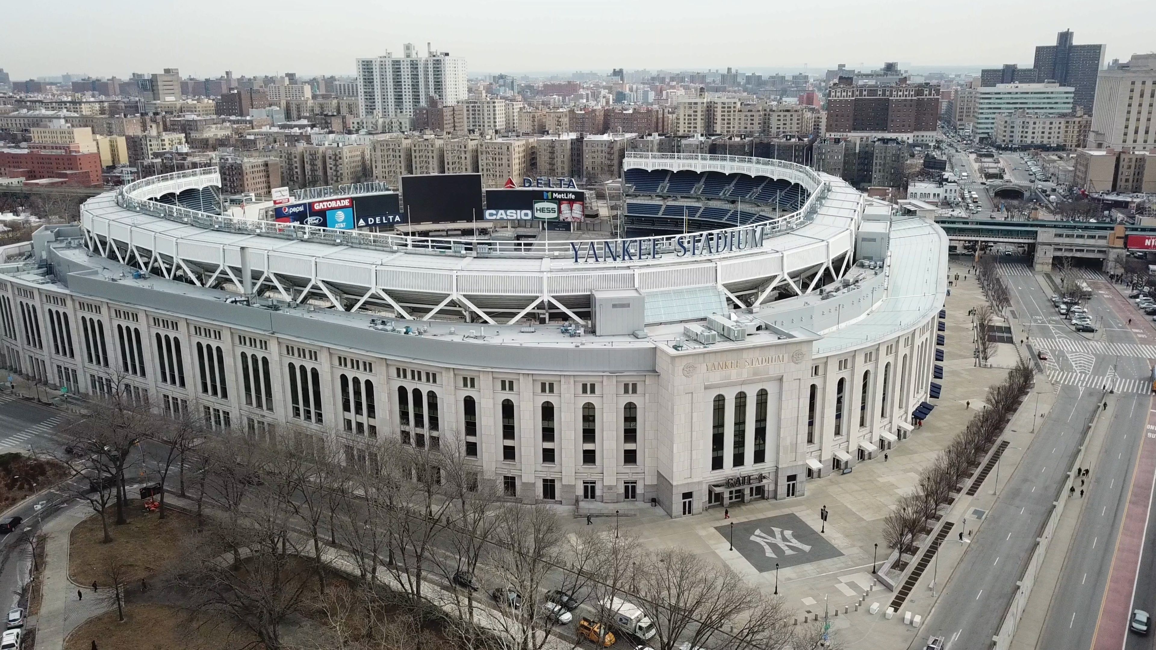Yankee Stadium, Aerial view, Front row sports, Urban skyline, Architectural marvel, 3840x2160 4K Desktop
