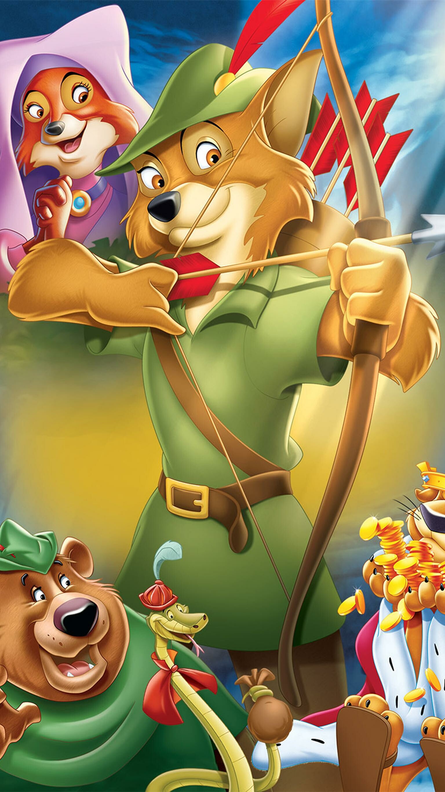 Robin Hood (Cartoon): Produced by Walt Disney Productions and released by Buena Vista Distribution. 1540x2740 HD Background.