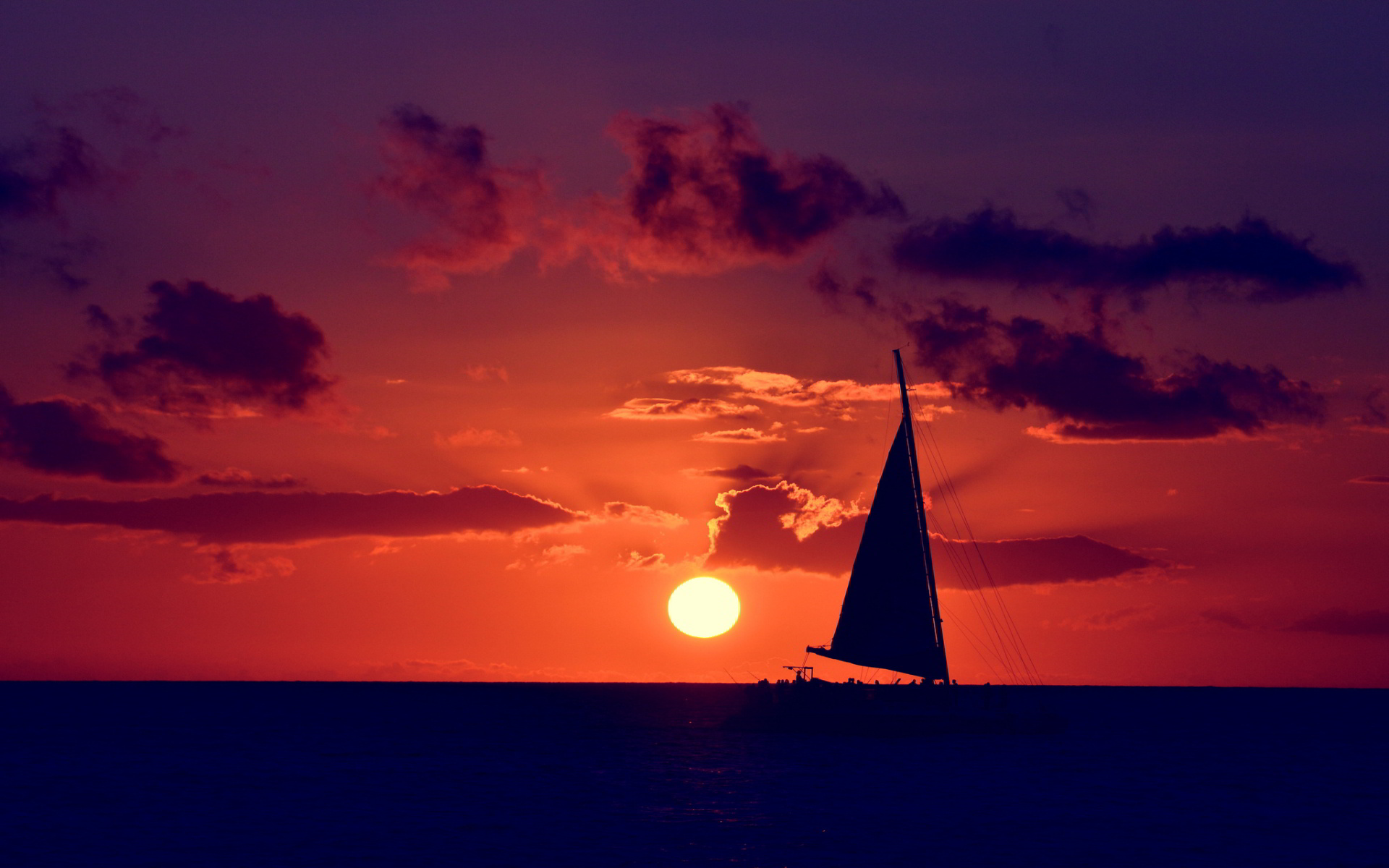Sailing: Sunset, A discipline in which athletes compete to complete a watercourse. 1920x1200 HD Background.