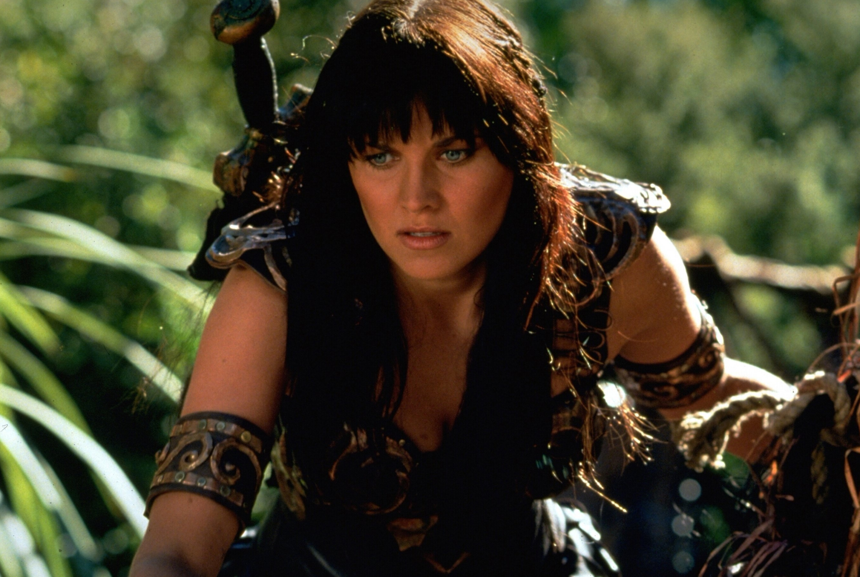 Xena: Warrior Princess (TV Series): Lucy Lawless as the leading character, Created by John Schulian. 3000x2010 HD Background.