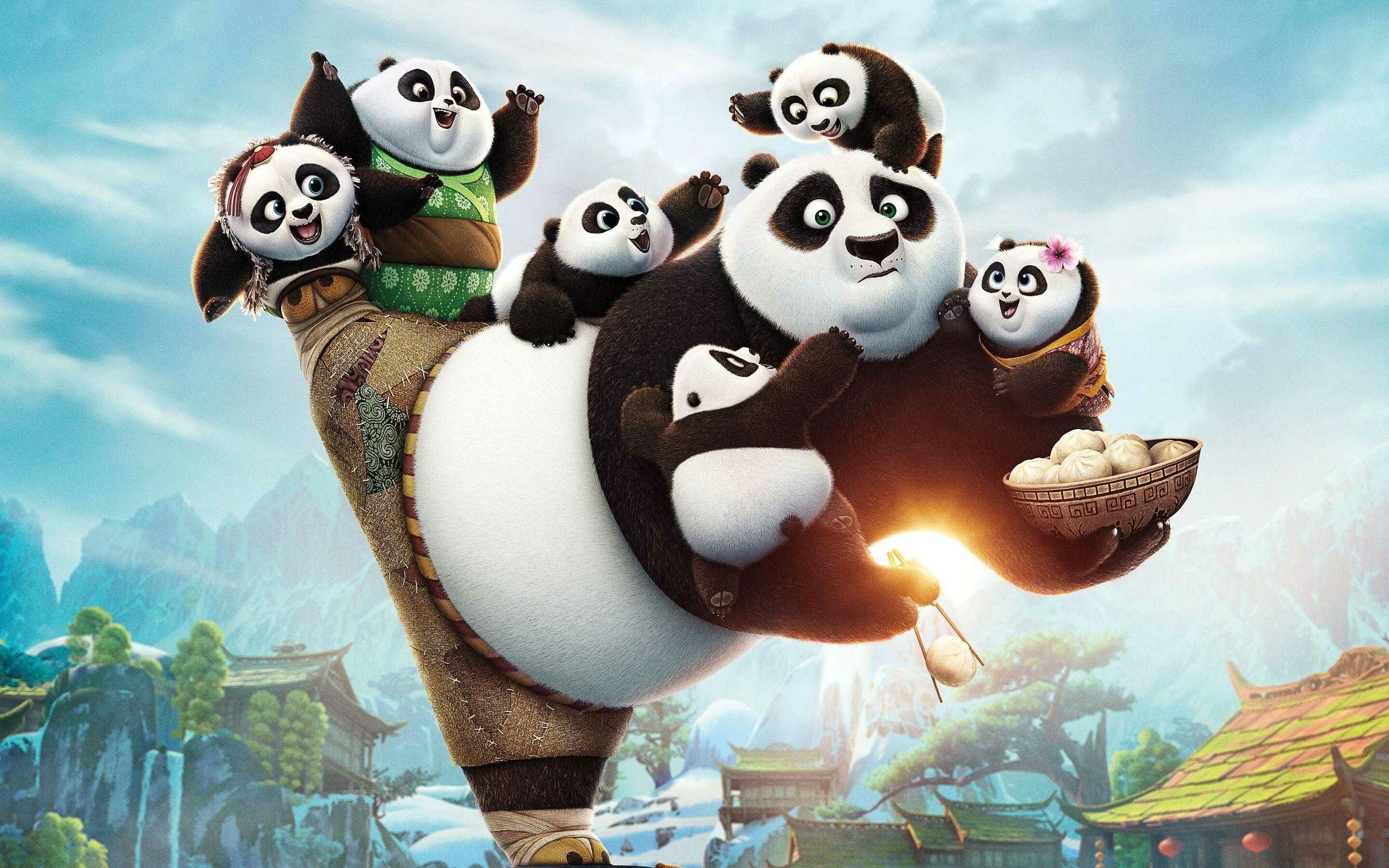 Panda: A fictional character, Po, Bearlike animal. 2880x1800 HD Background.