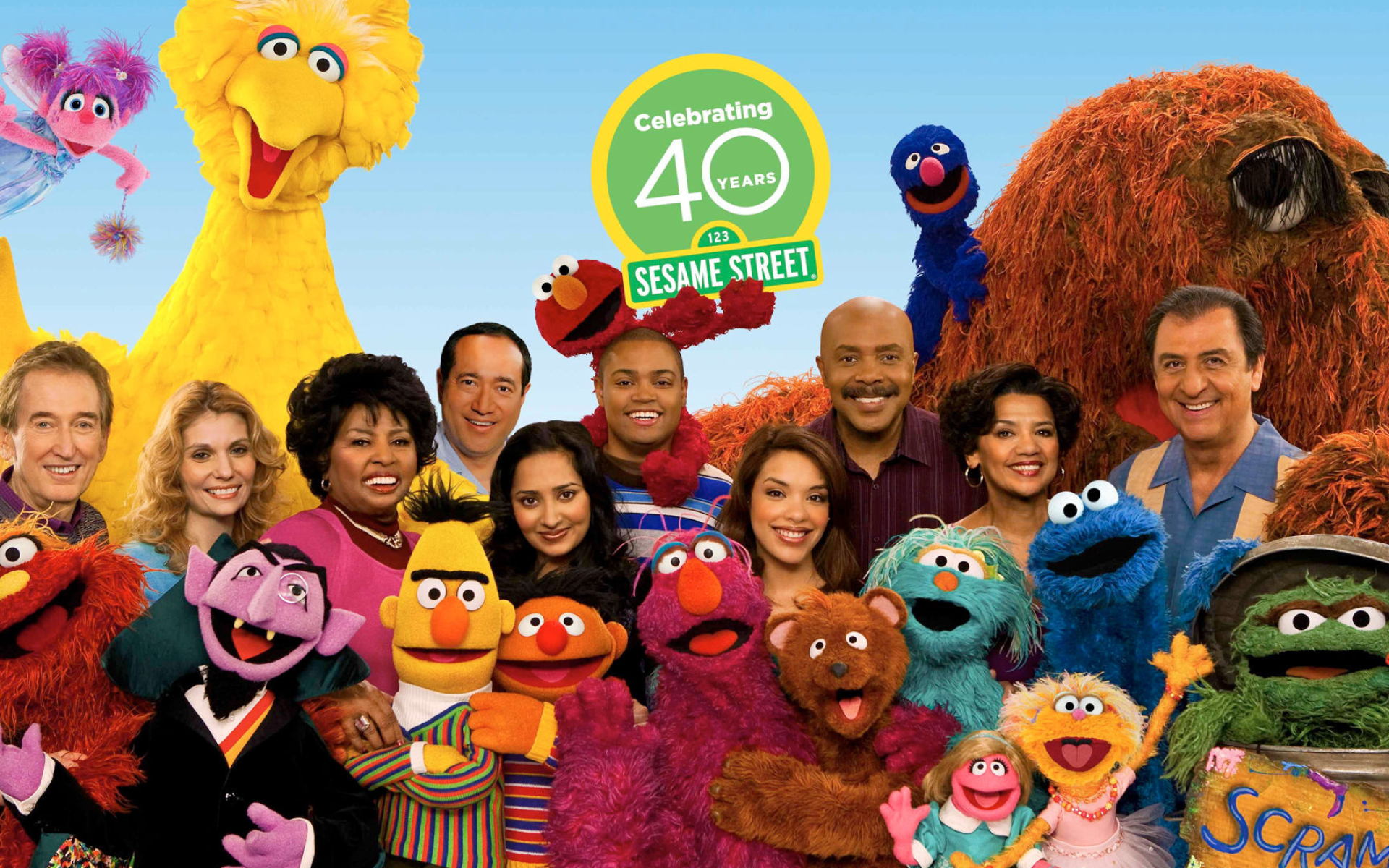 Sesame Street: Chris Knowings, Count von Count, Elmo, Ernie, Big Bird, Abby Cadabby, Educational TV series cast. 1920x1200 HD Wallpaper.