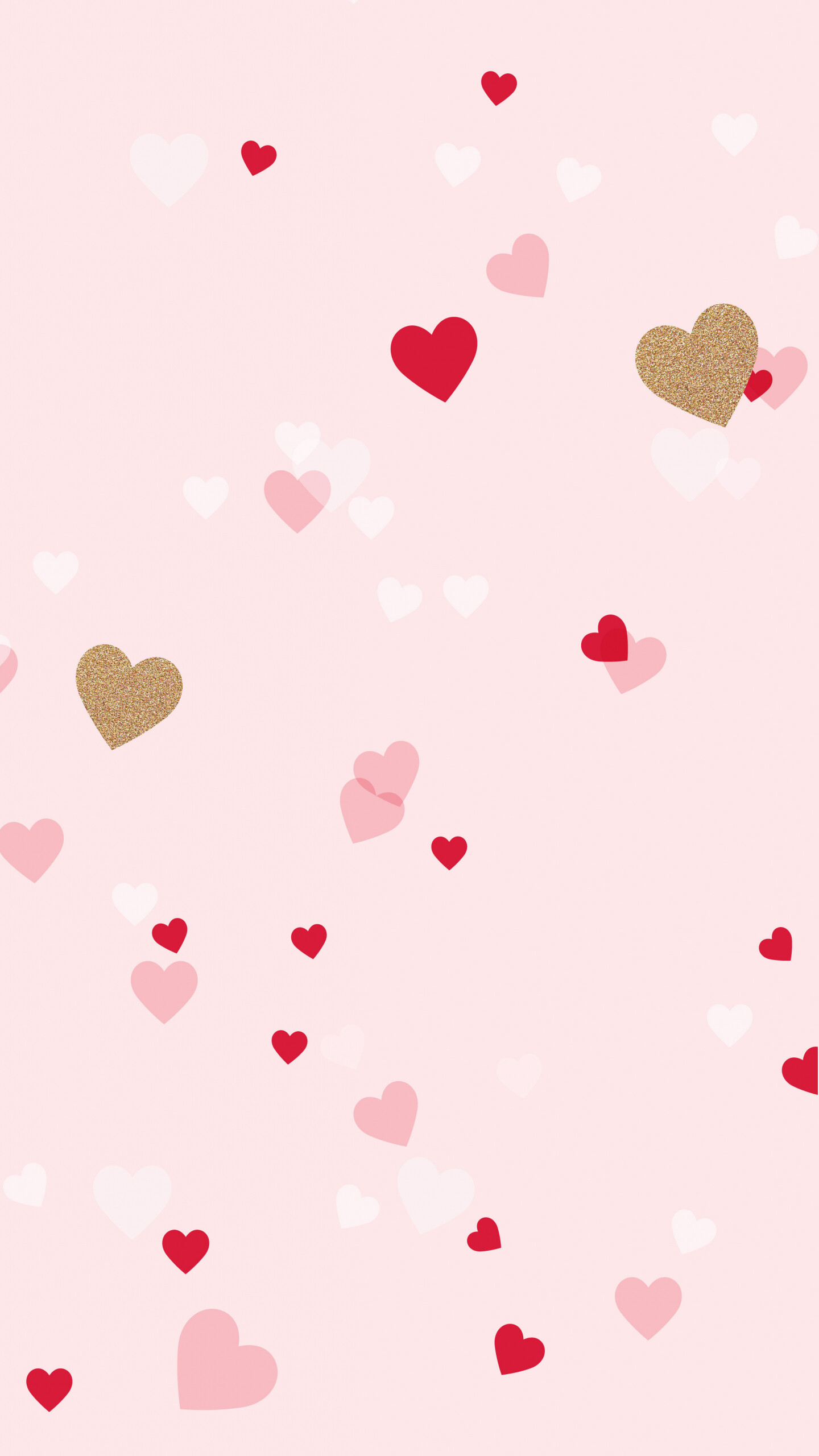 Girly: Sweethearts, Valentine's Day, Stylish falling hearts, Pink. 1440x2560 HD Background.