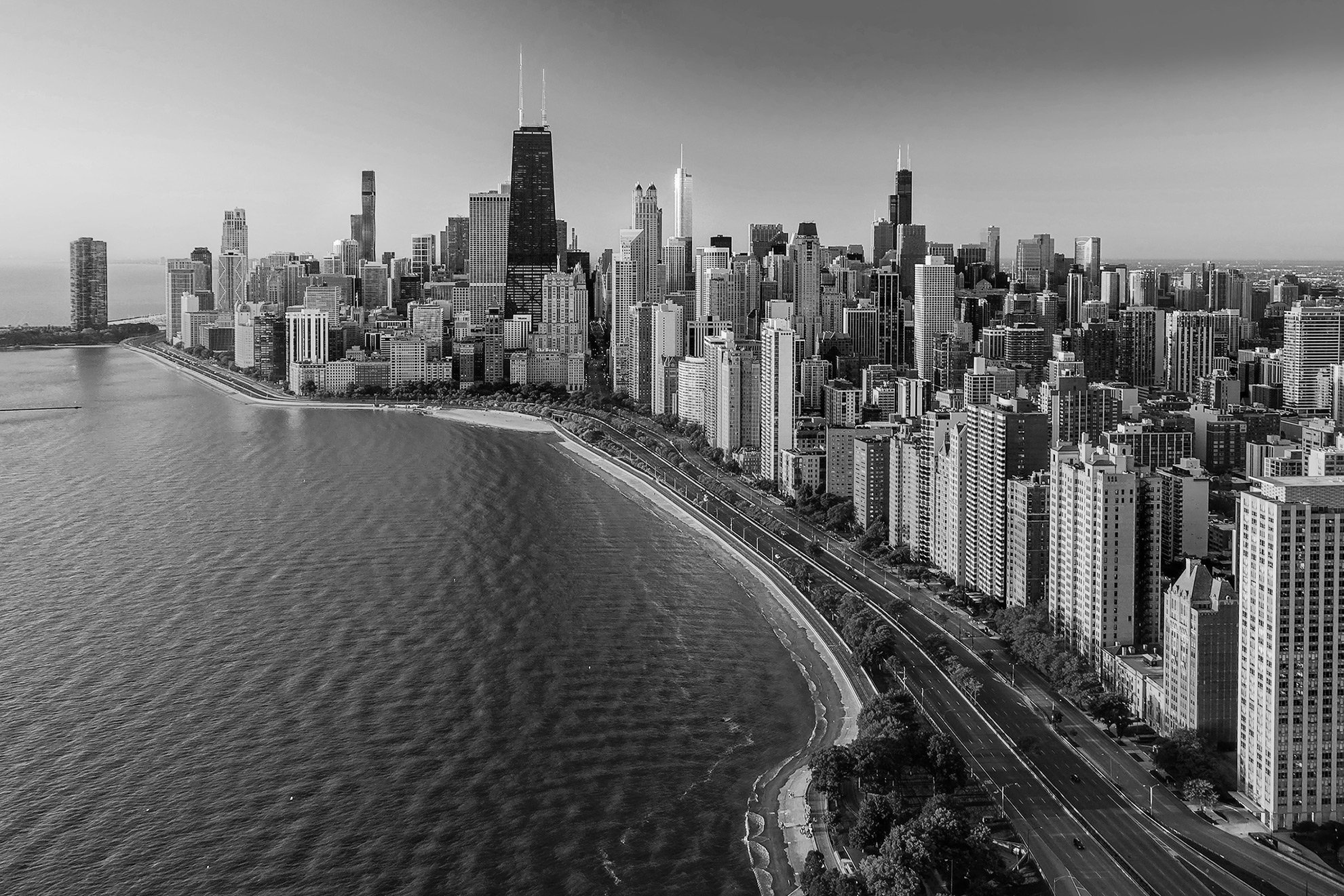 Chicago skyline view, Black and white, Travel adventures, Lofty ventures, 1990x1330 HD Desktop