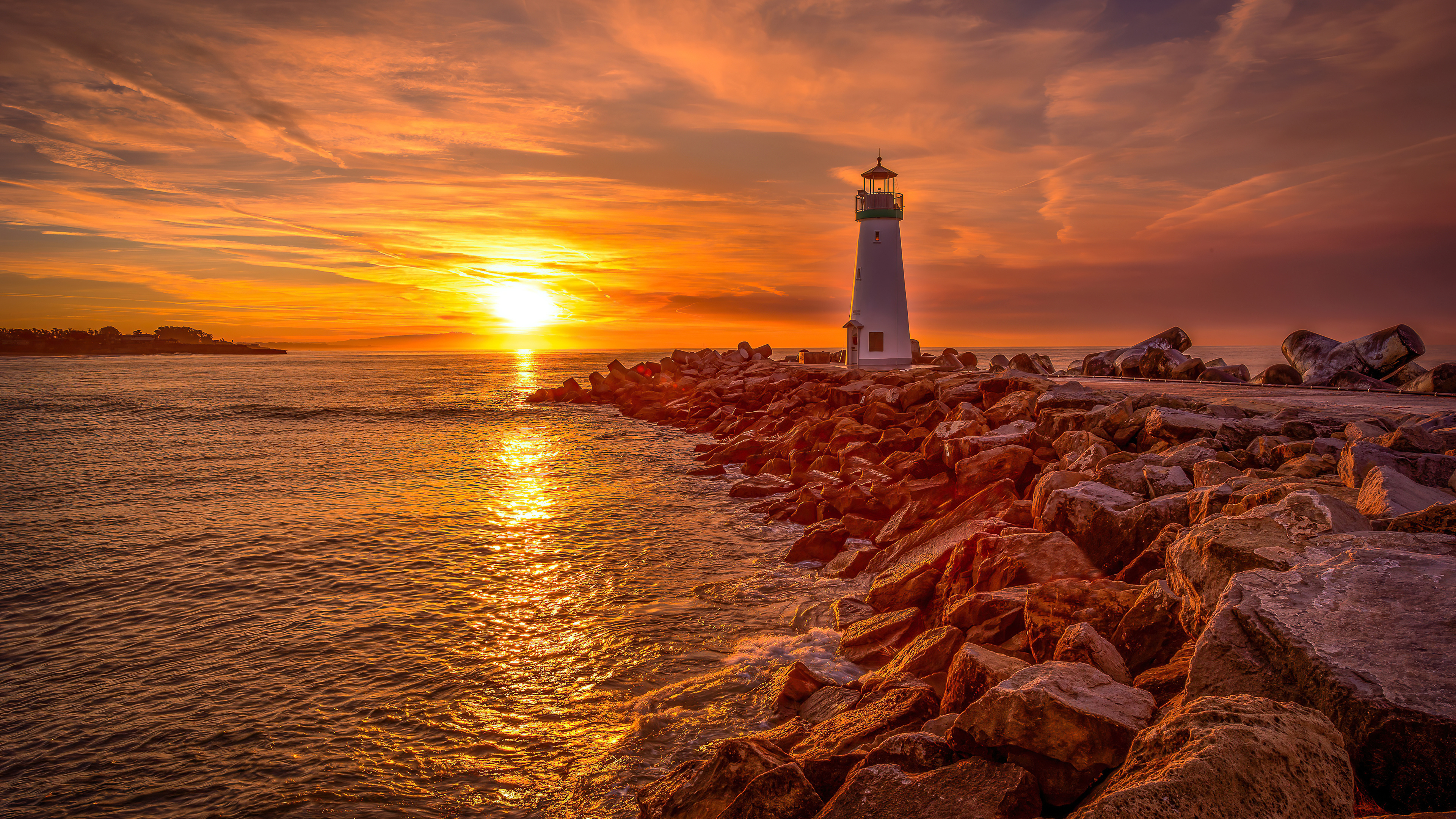 Lighthouse, Sunrise and sunset, 4K wallpapers, Captivating scenery, 3840x2160 4K Desktop