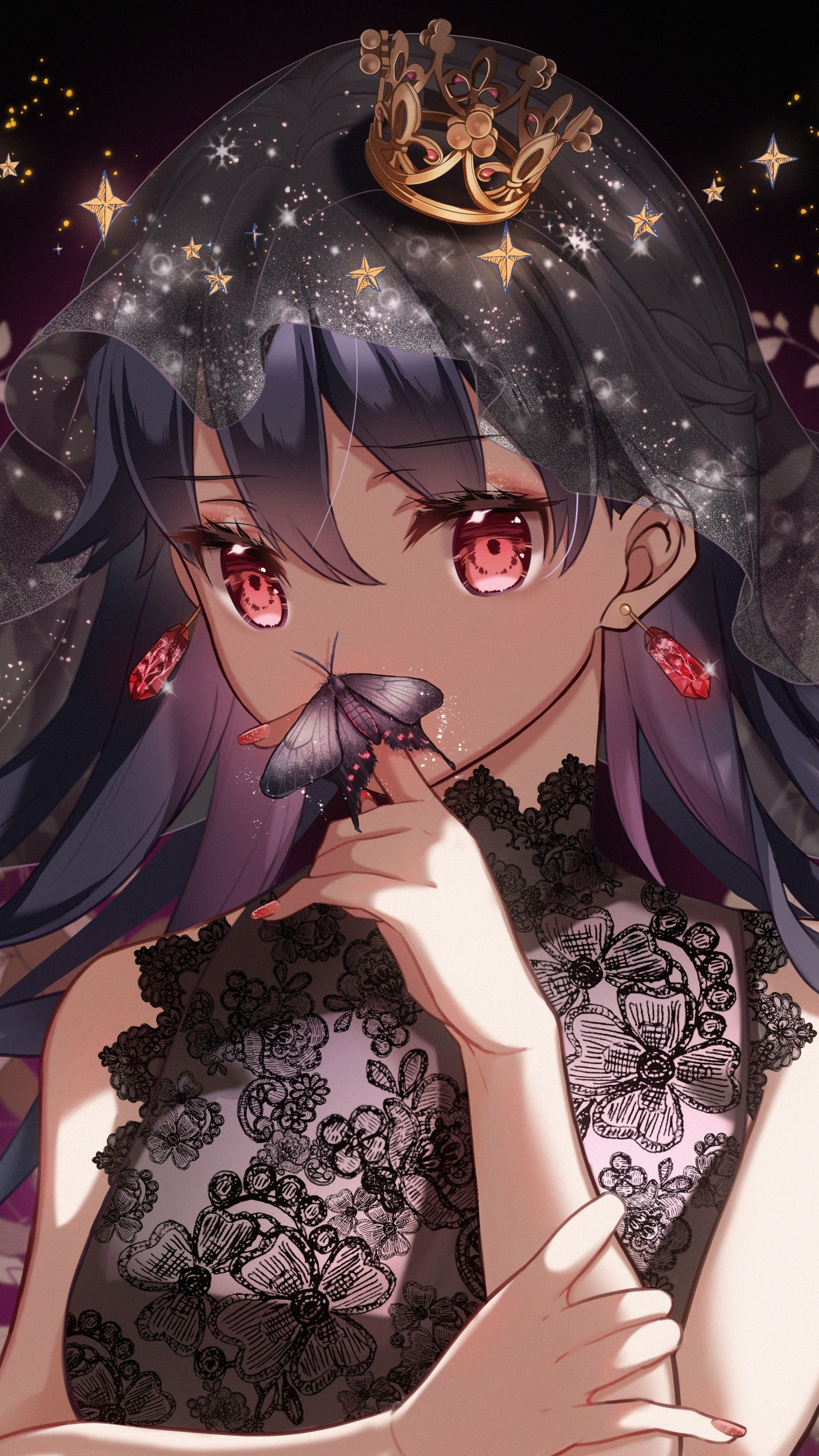 Anime Girl: Glitter, Exaggerated eye size, Princess. 2160x3840 4K Wallpaper.