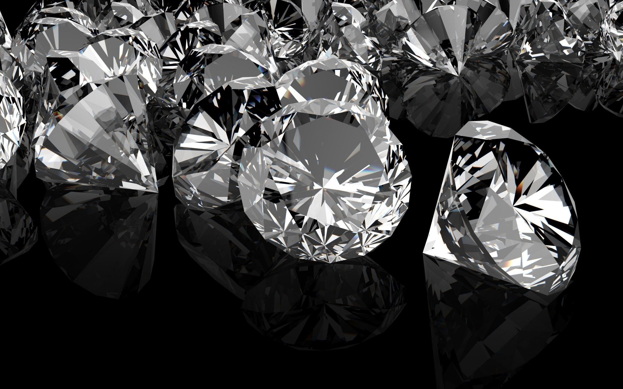 Gemstone: Black diamonds, A crystalline rock that can be cut and polished for jewelry. 2560x1600 HD Wallpaper.