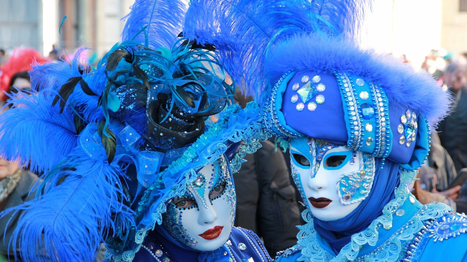 Carnival: The ornate Venetian masks, An annual festival. 1920x1080 Full HD Background.