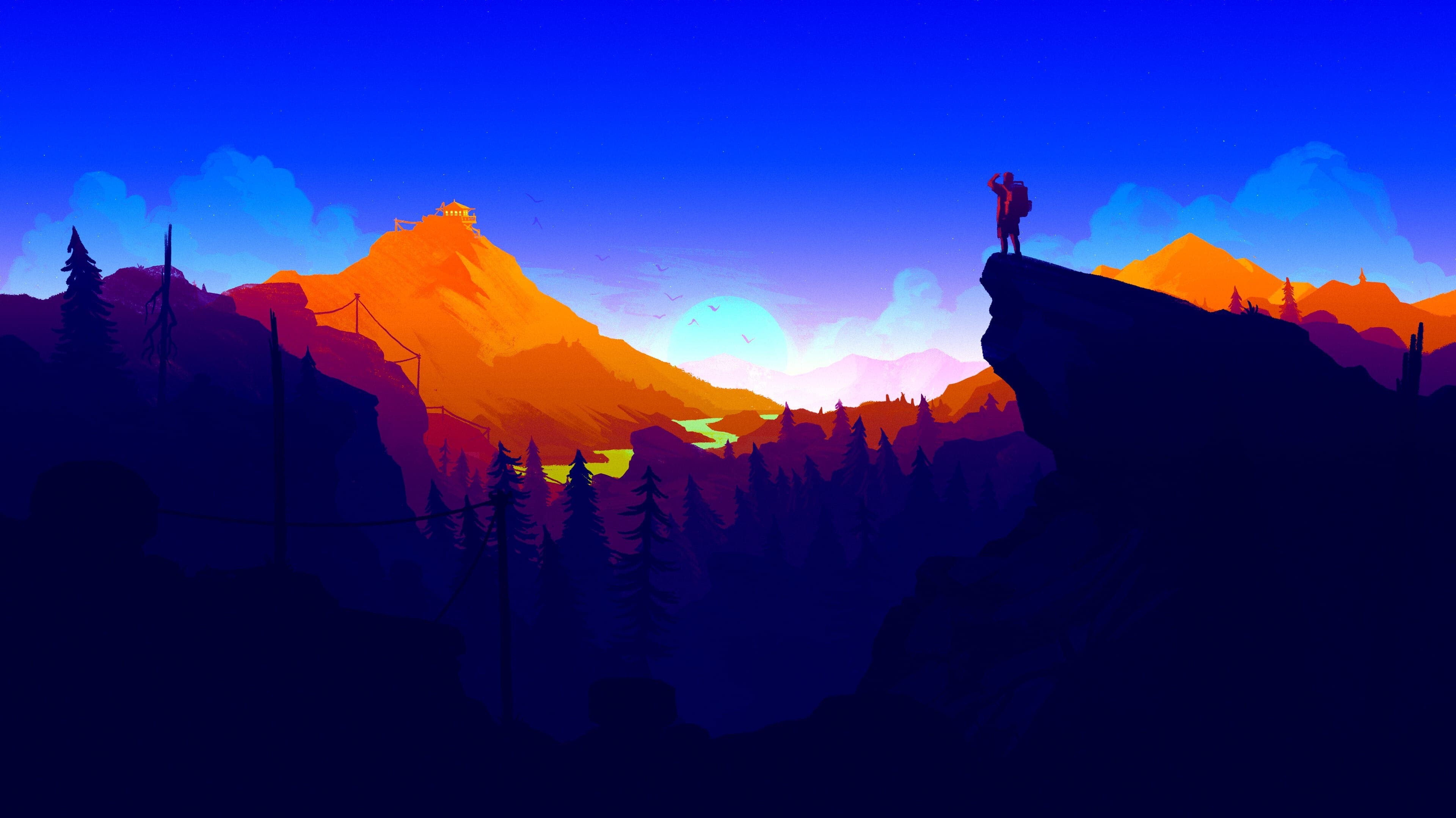 Firewatch: A video game published by the developer in partnership with Panic. 3840x2160 4K Background.