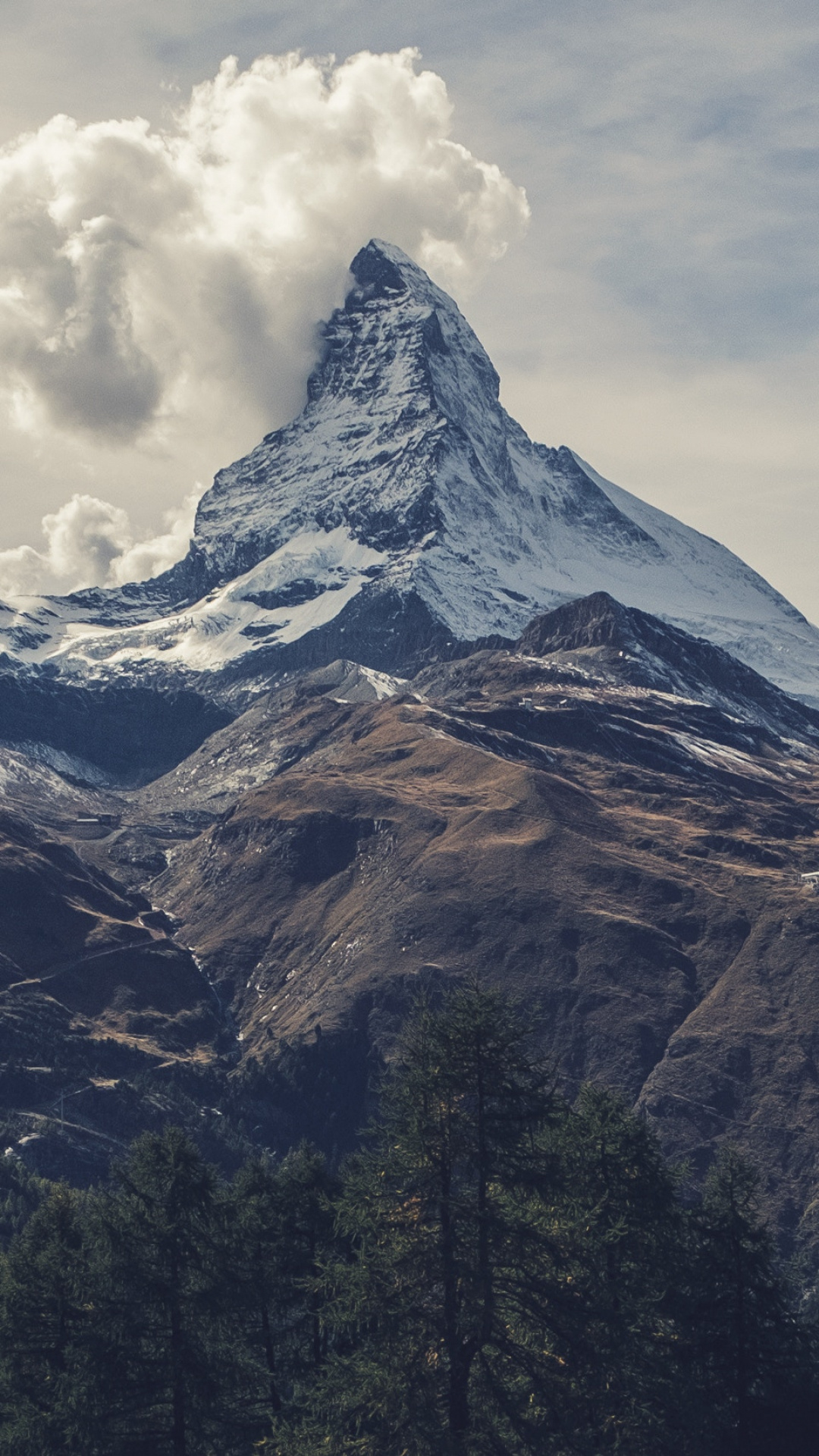 Matterhorn under clouds, iPhone wallpaper, iDrop News, 1080x1920 Full HD Phone