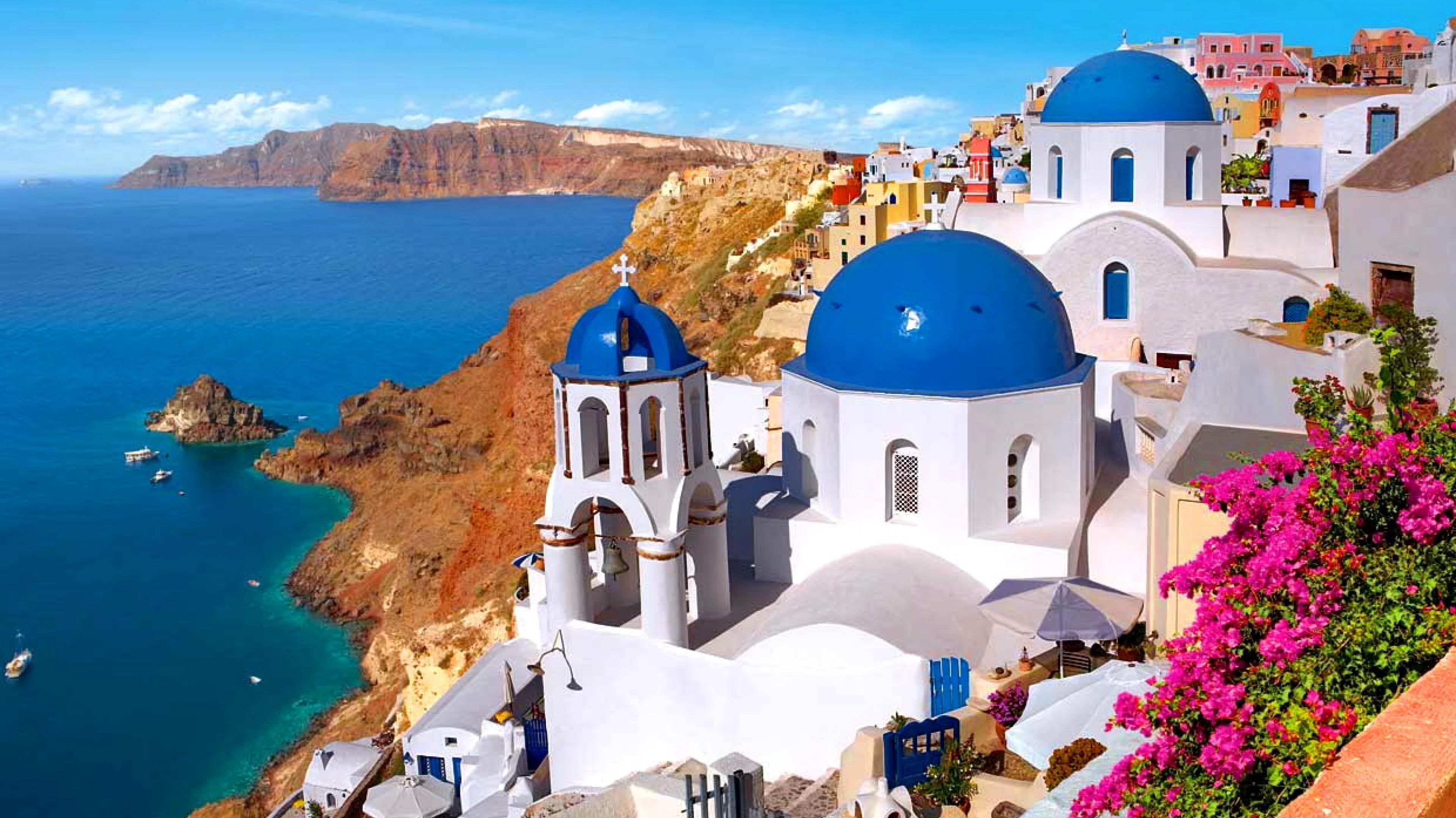 Santorini II image, Spectacular view, Greek island beauty, Aesthetic wallpaper, 3840x2160 4K Desktop