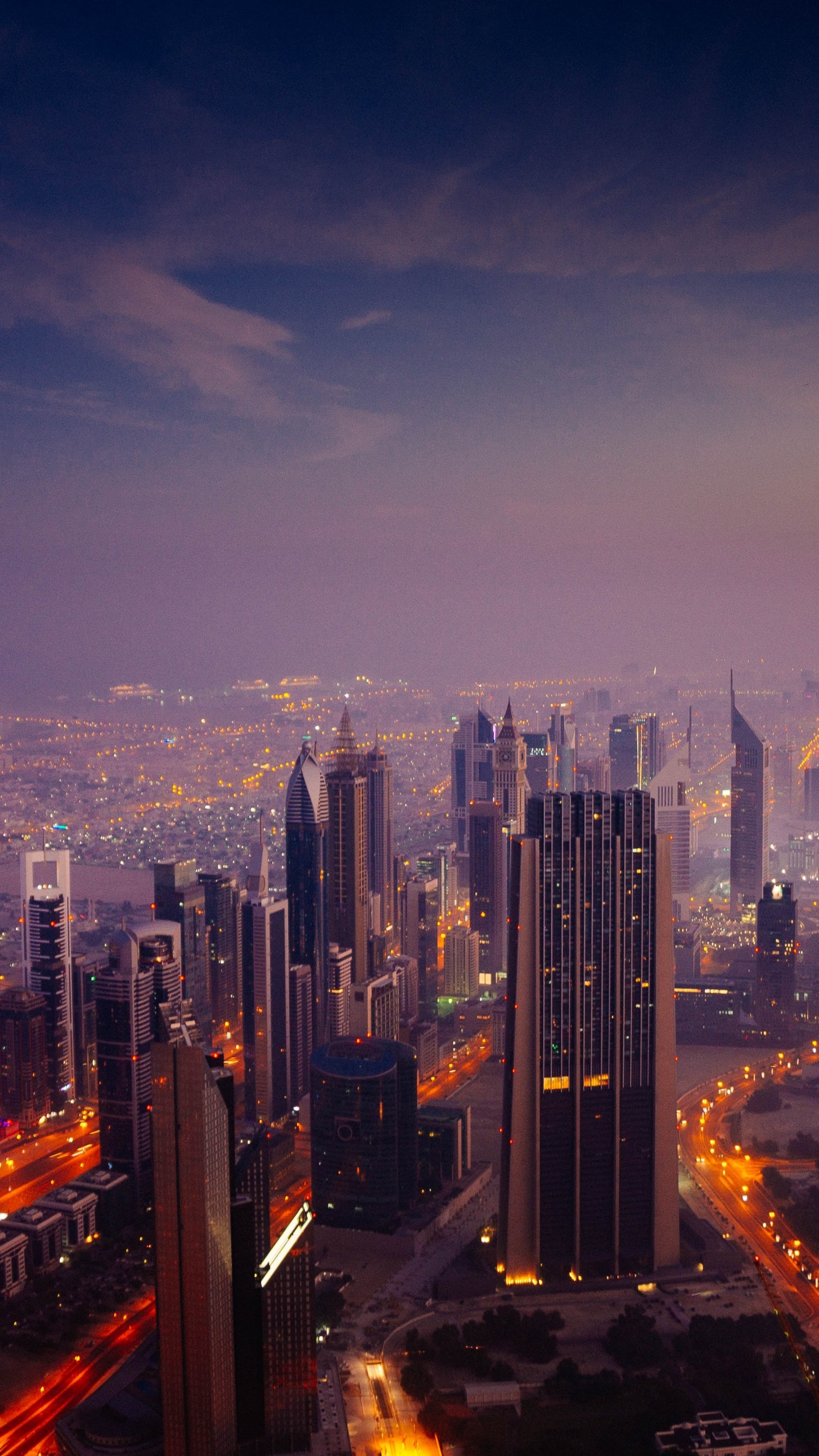 Cityscape: Dubai during sunrise time, The most populous city in the United Arab Emirates. 2160x3840 4K Background.
