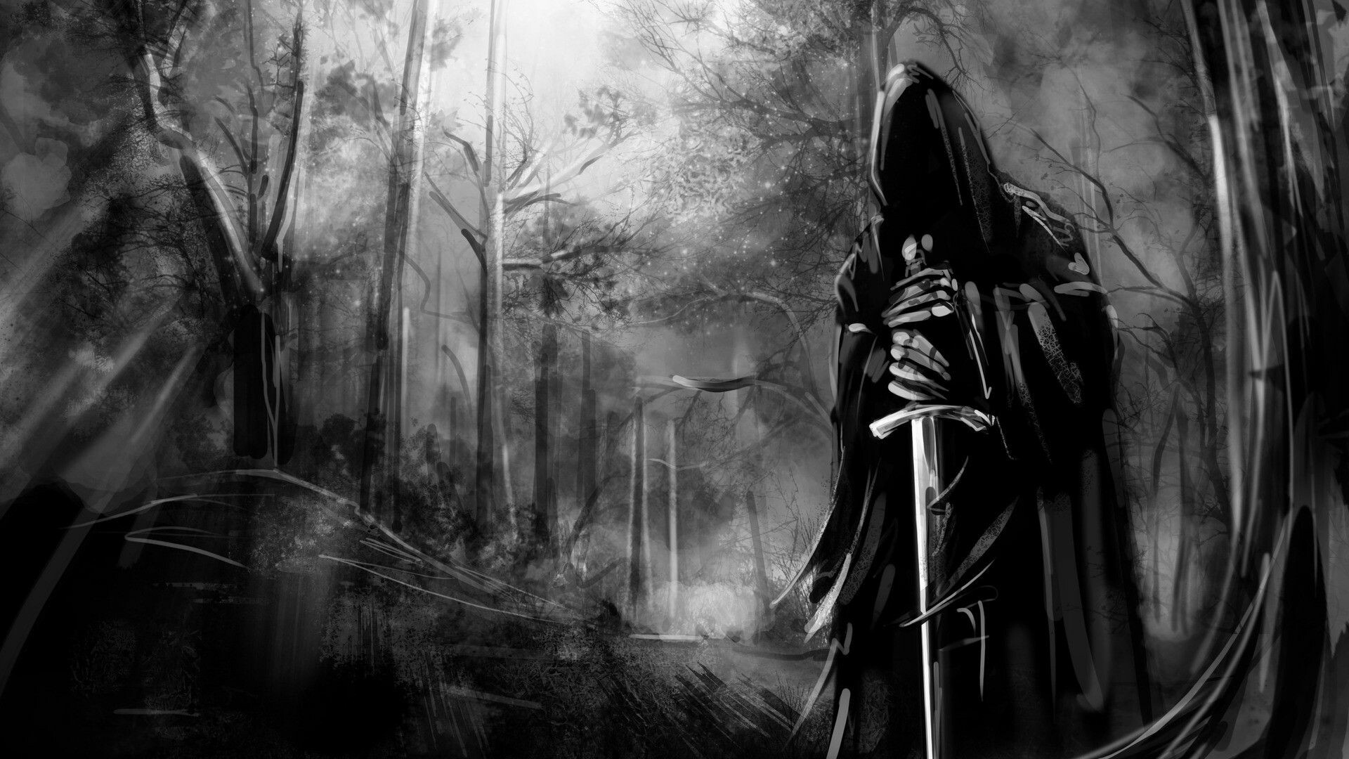 The Lord of the Rings: Epic fantasy, LOTR, Monochrome. 1920x1080 Full HD Wallpaper.