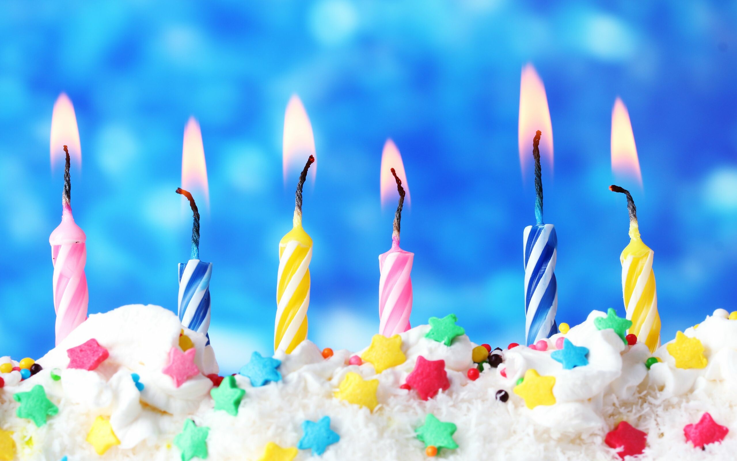 Birthday Party: Anniversary, Candles, Greetings. 2560x1600 HD Background.