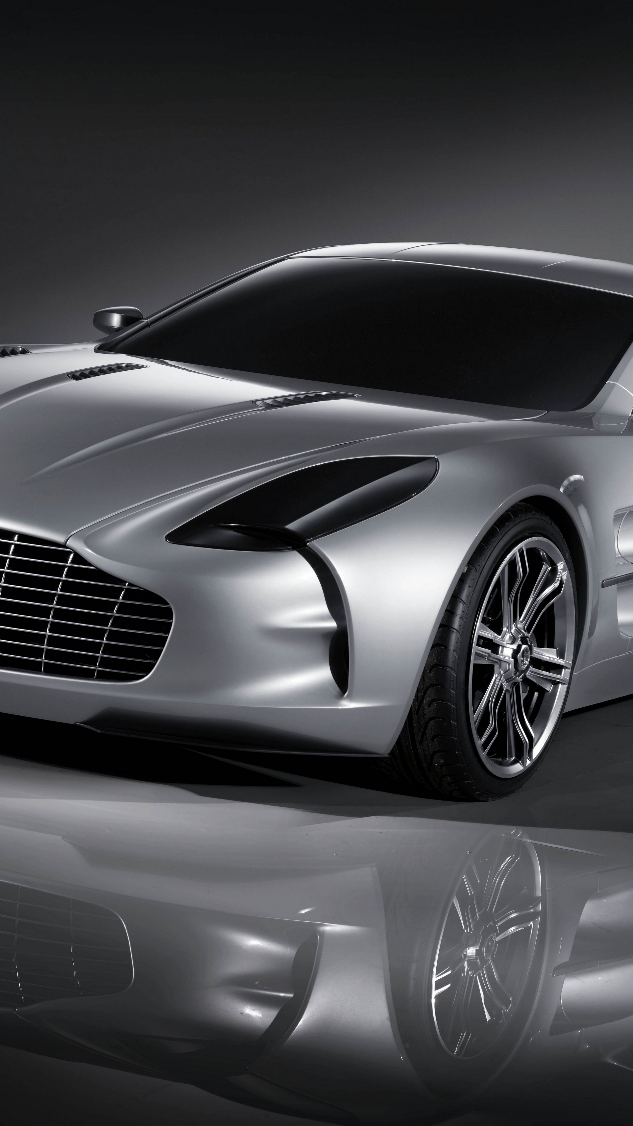 Aston Martin One-77, Supercar elegance, Silver dream, Icon of extravagance, 2160x3840 4K Phone
