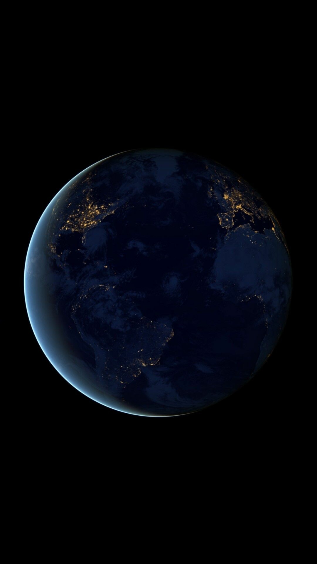 Earth at Night: The Blue Planet duskiness, Galaxy, Solar System, Cosmos. 1080x1920 Full HD Background.