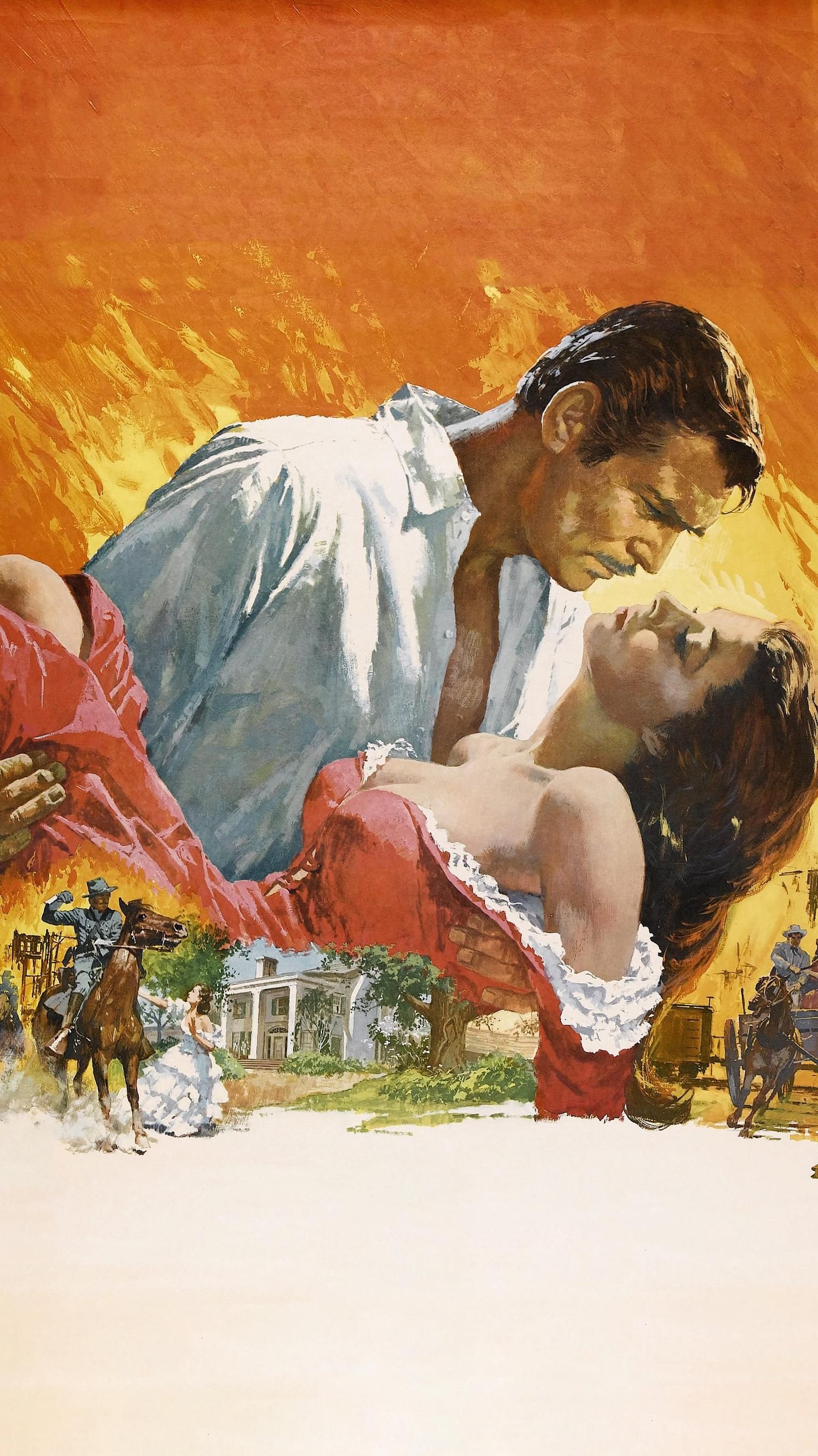 Clark Gable, Gone with the Wind, Art romance covers, Art, 1540x2740 HD Phone