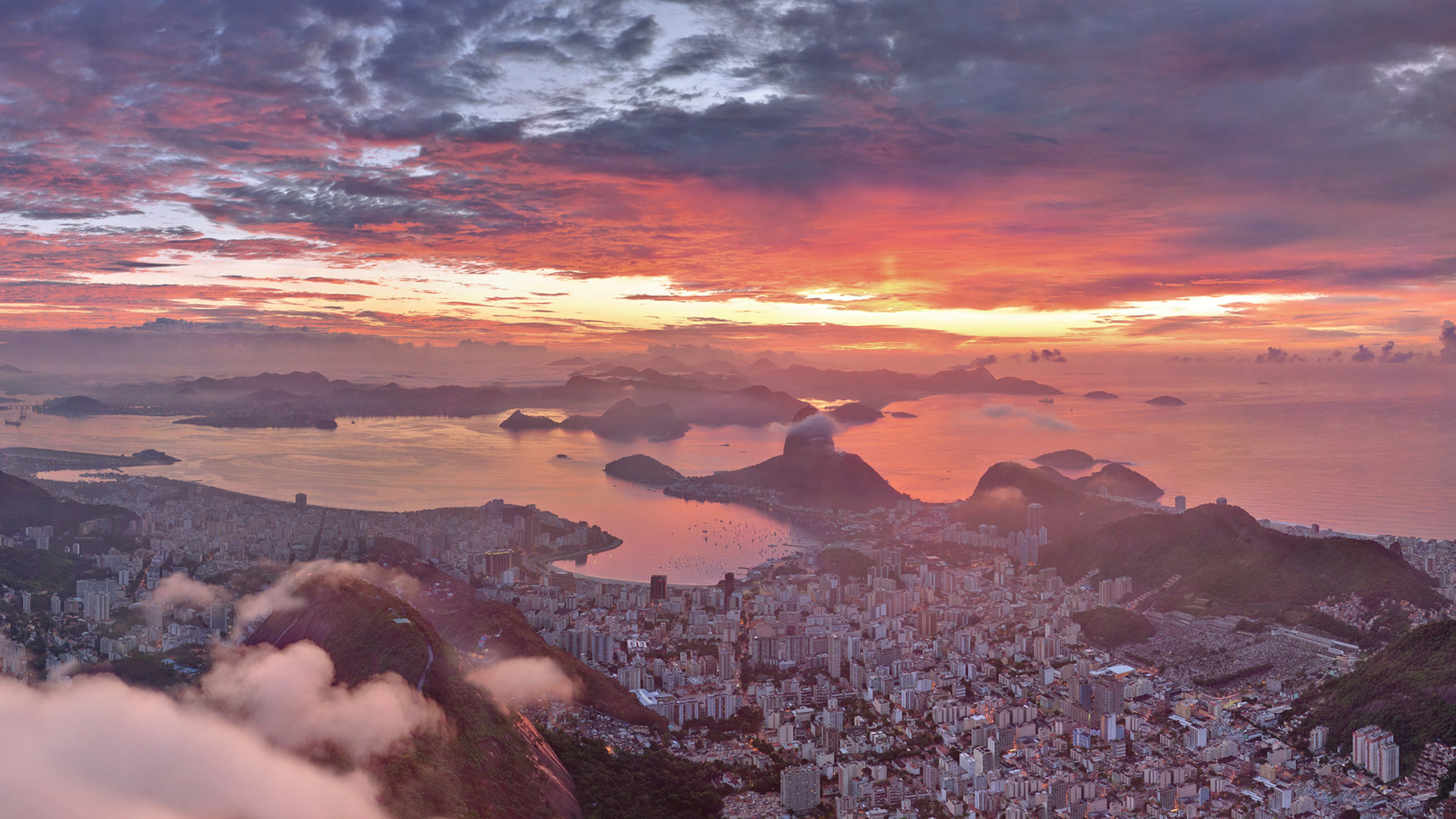 Rio De Janeiro, Sunset view, Spectacular beauty, Golden hour, 3840x2160 4K Desktop