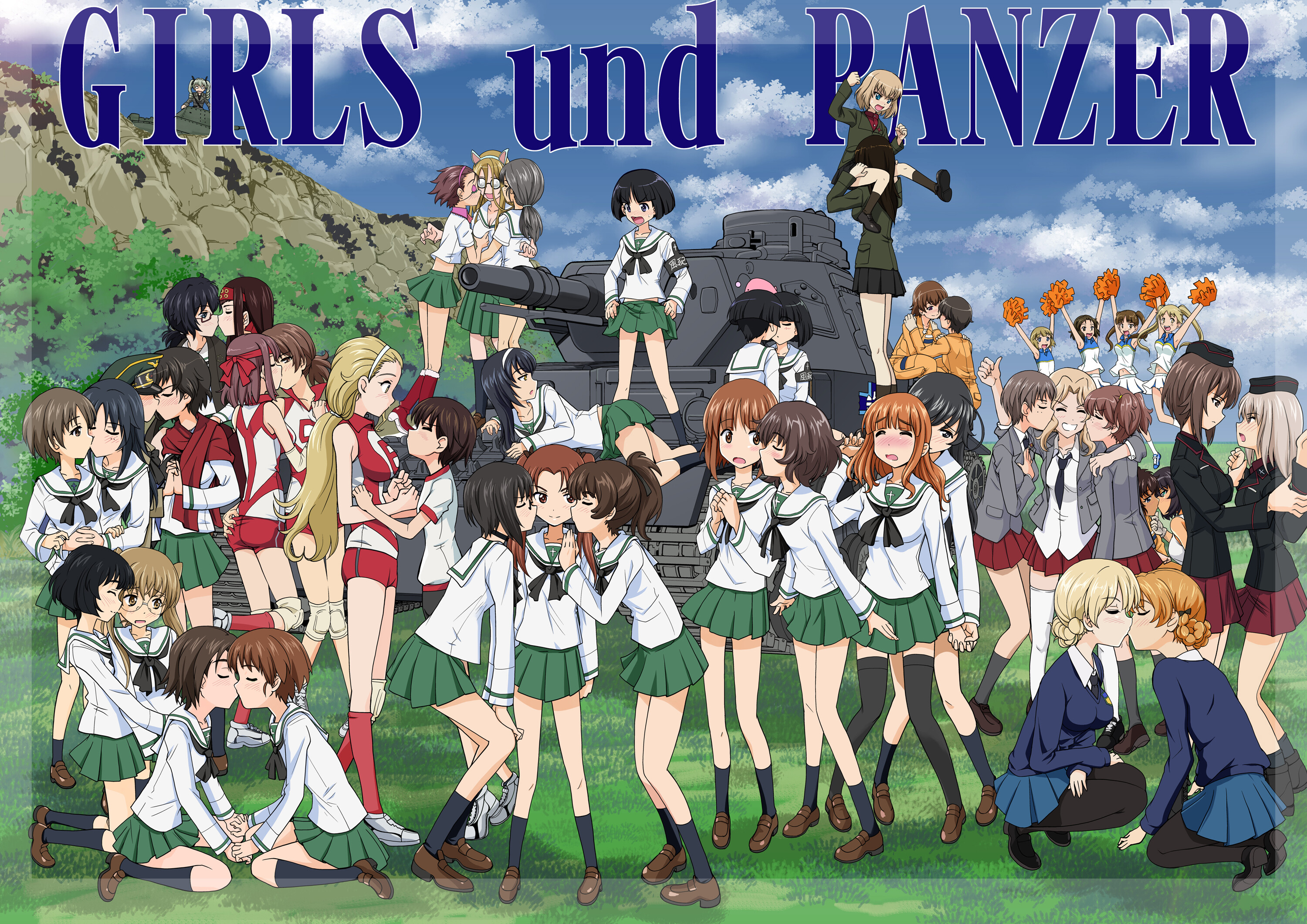 Girls und Panzer: GuP, A sports tournament Japanese anime series created and animated by Actas, The girls of Ooarai Girls Academy. 3000x2130 HD Background.