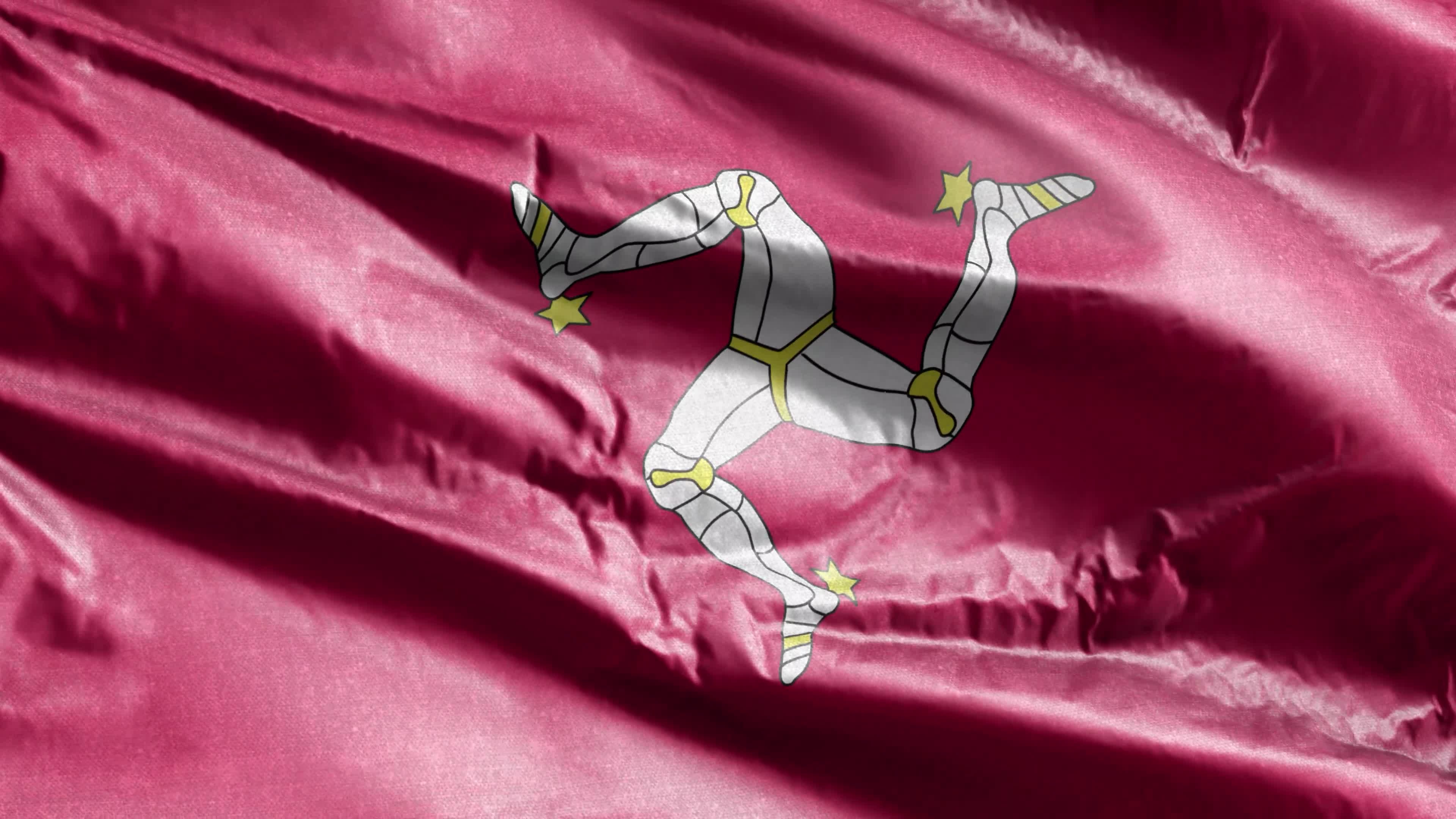 Isle of Man, Textile flag waving, Full filling background, Loop video, 3840x2160 4K Desktop