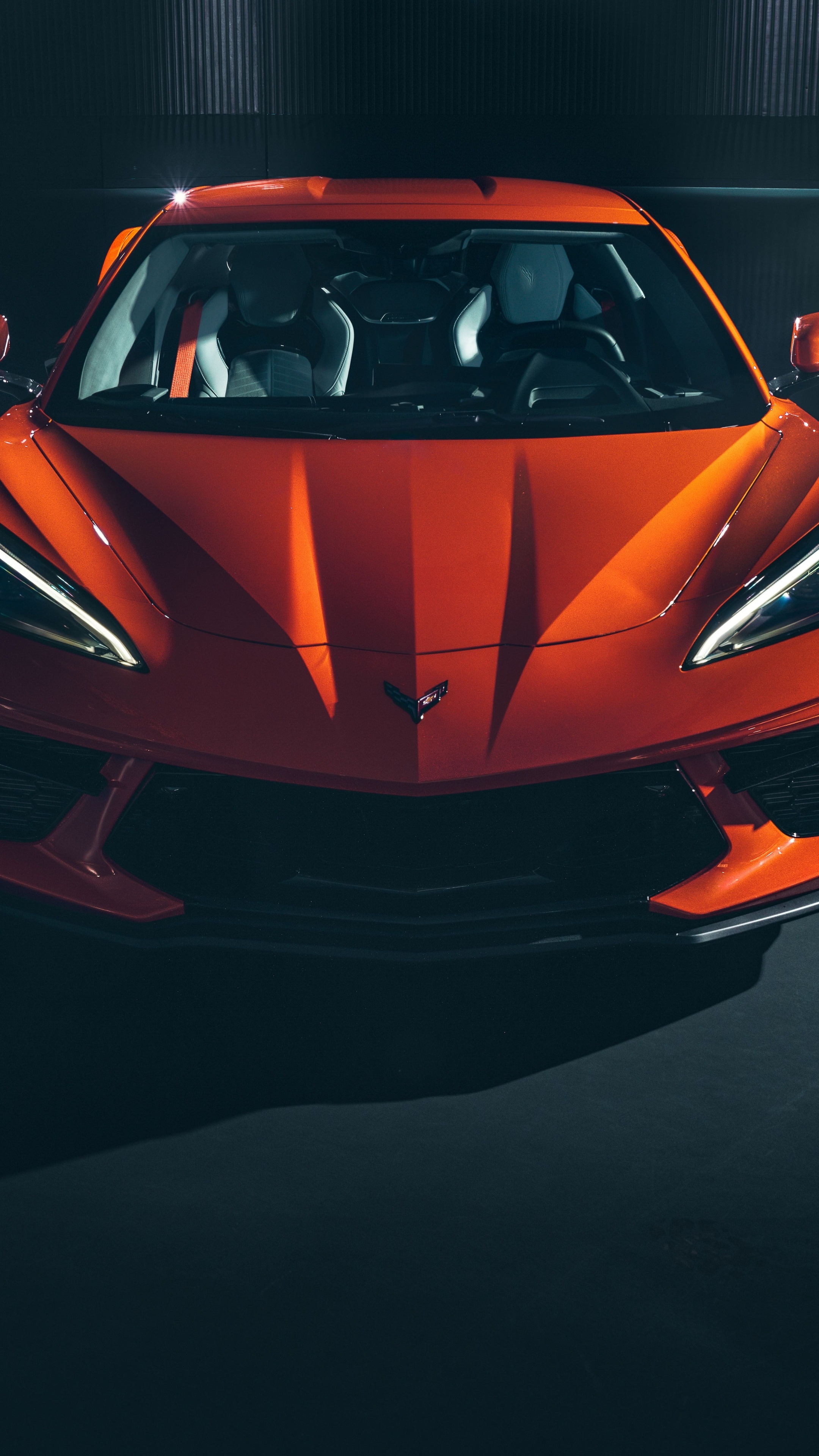 Corvette: Chevy Stingray C8, Z51 Performance package, Two-seater high-performance car. 2160x3840 4K Background.