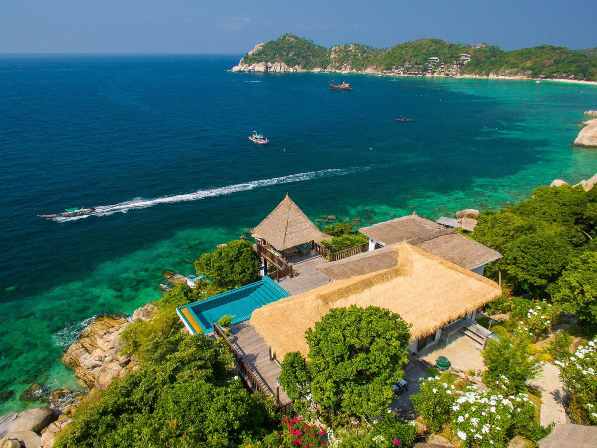 Koh Tao cape, Shark Pool Villas, Aerial view, Thailand travels, 1920x1440 HD Desktop