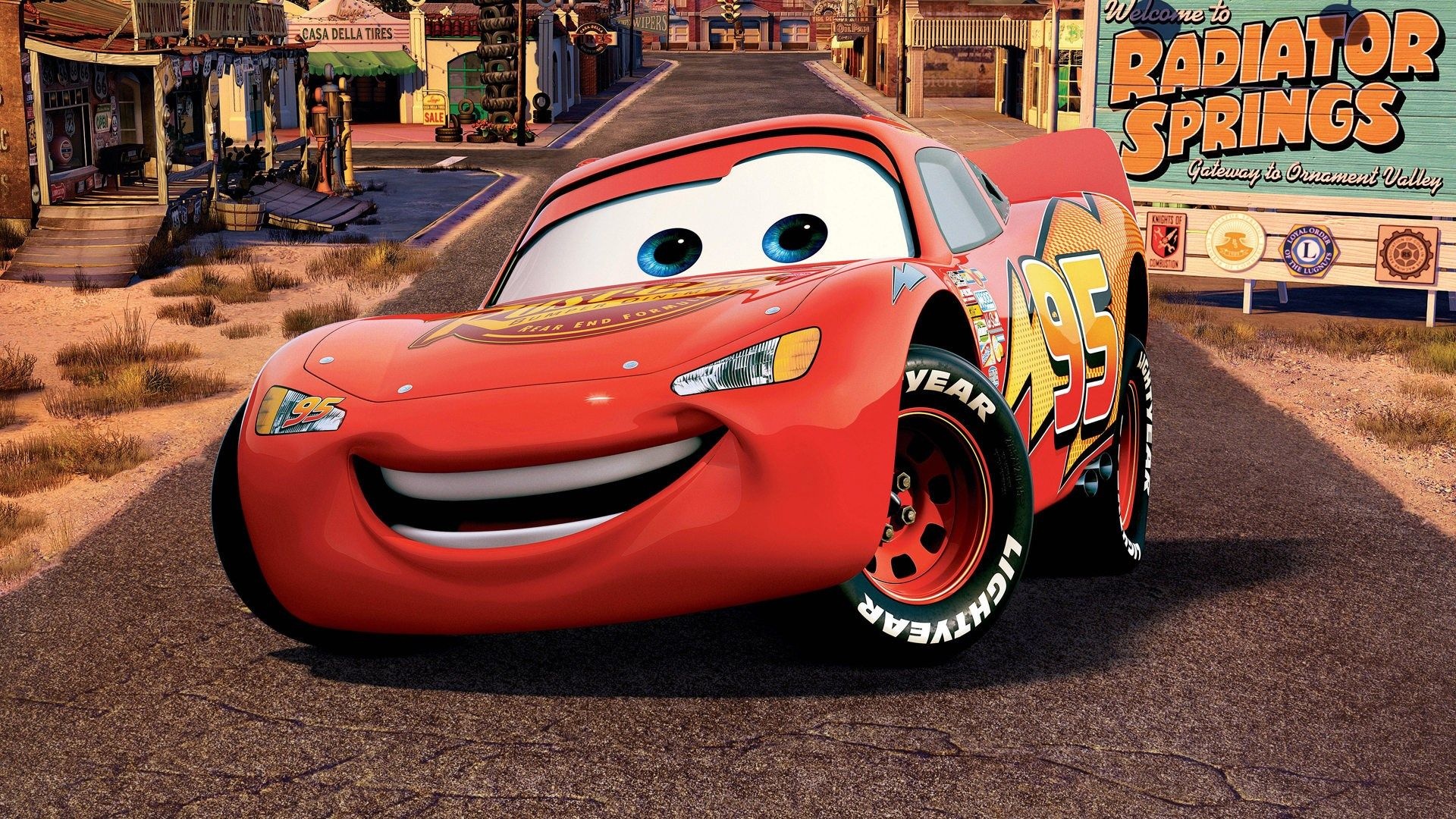 Cars (Disney): Lightning McQueen, Motor vehicle, Cartoon. 1920x1080 Full HD Background.