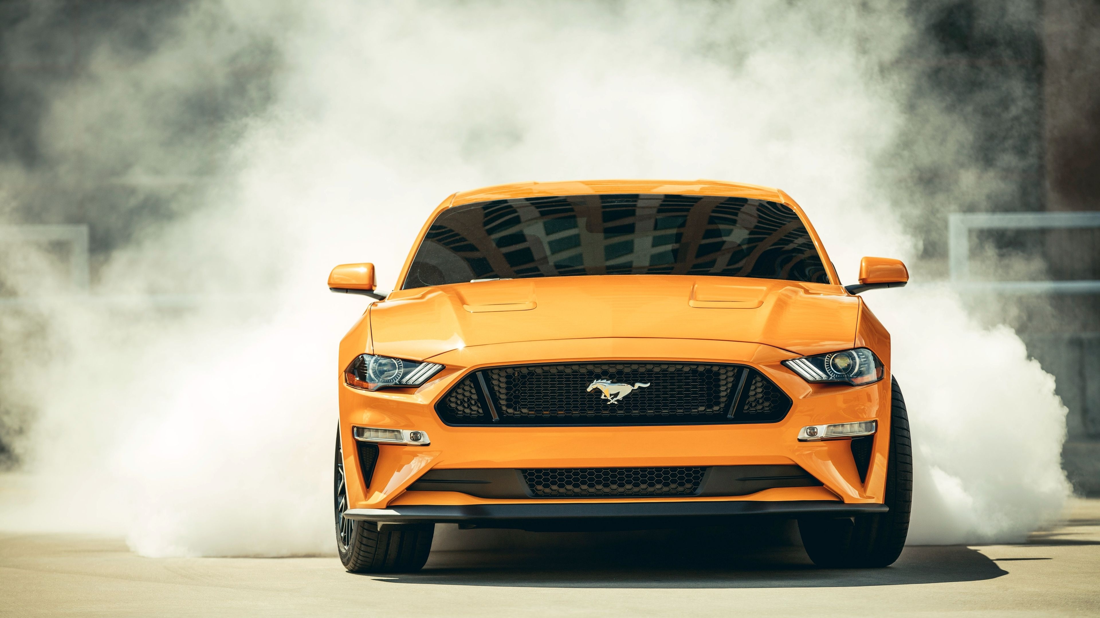 2018 Ford Mustang GT Fastback, Sporty front pose, Aggressive aerodynamics, Timeless emblem, Performance bred, 3840x2160 4K Desktop