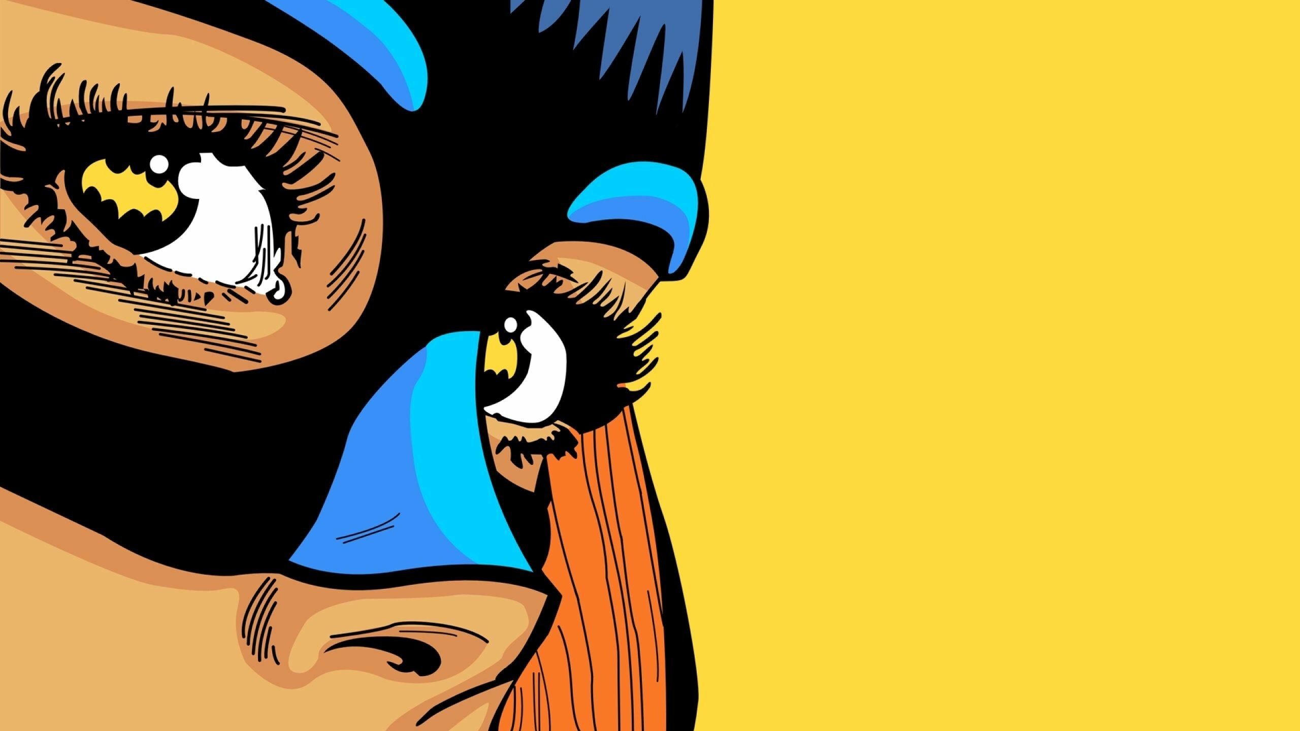 Pop Art: Imagery from everyday life and popular or mass culture, Retro, Cat Woman, Batman. 2560x1440 HD Wallpaper.
