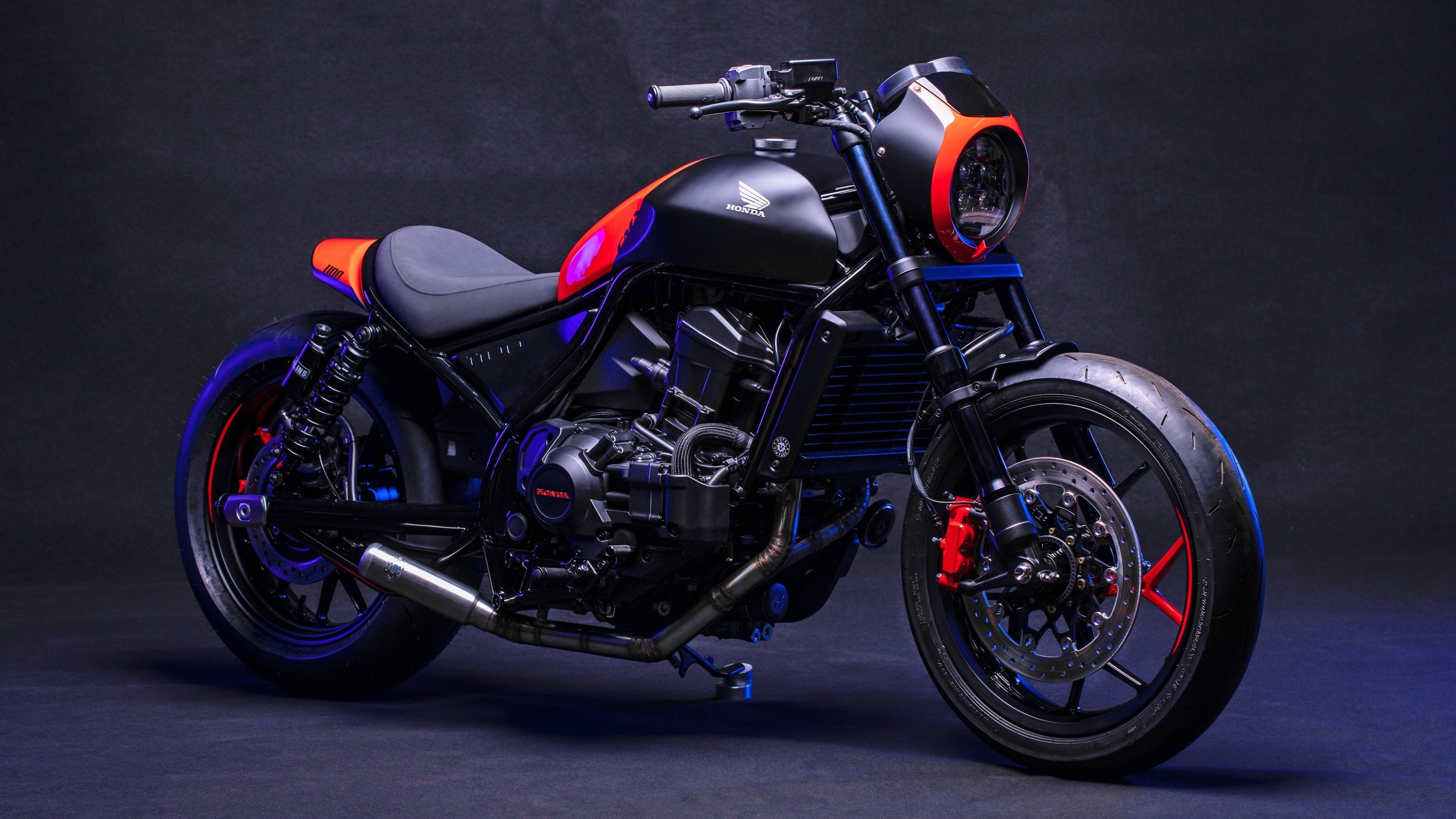 Honda, Rebel motorcycle, Exciting ride, Dark background, 3840x2160 4K Desktop