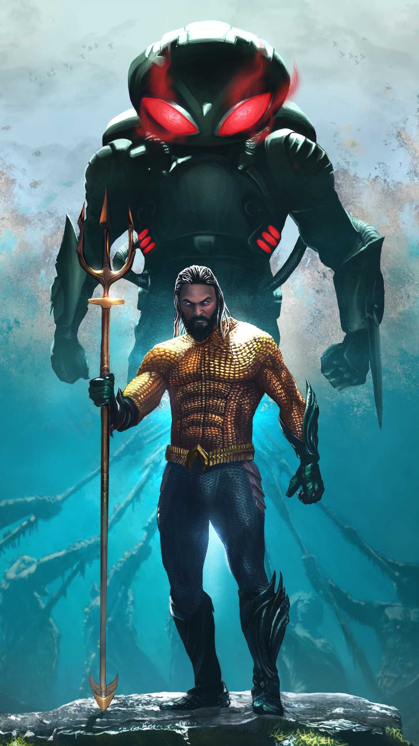 Aquaman and Black Manta, iPhone wallpaper, DC superheroes, Comic-inspired, 1350x2400 HD Handy