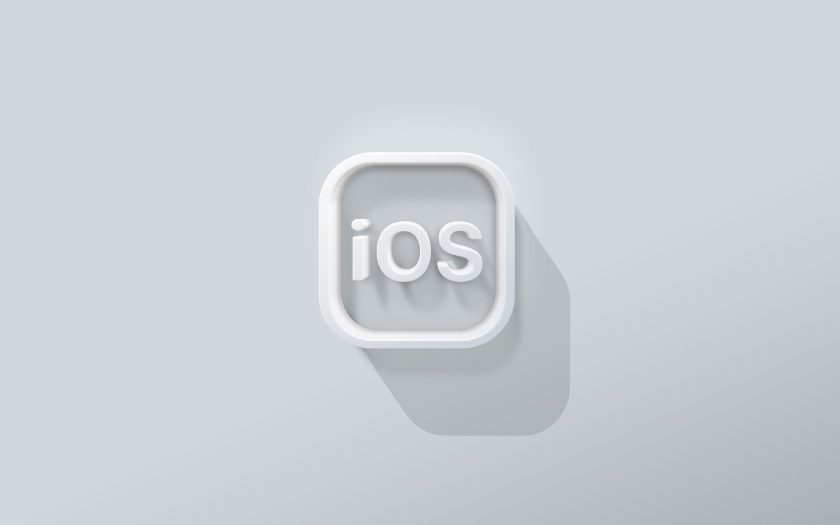 iOS Logo, Apple logo, White background, 3D art, 2880x1800 HD Desktop