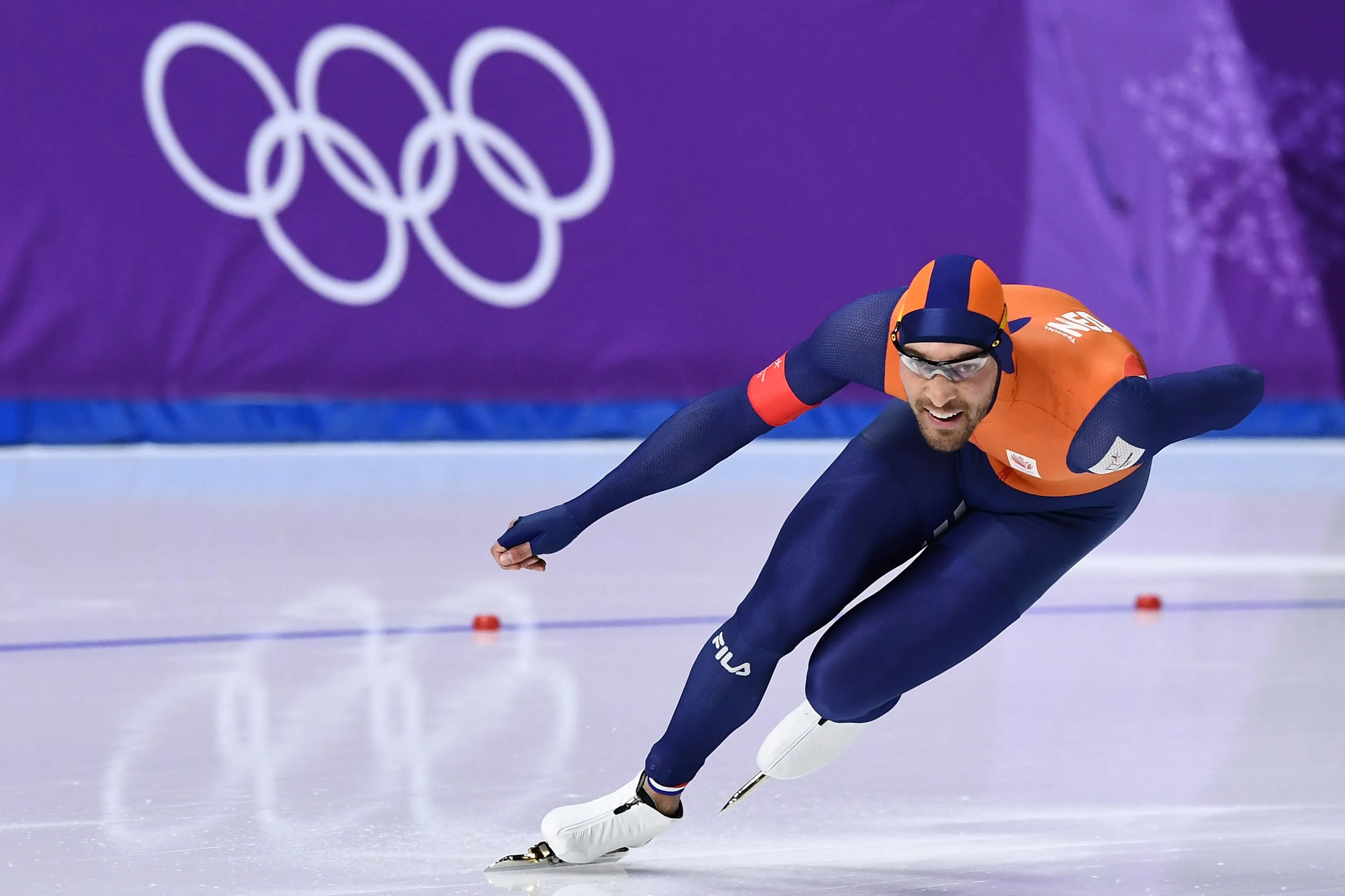Speed Skating: Netherlands, A Dutch speed skater, Kjeld Nuis, 1500 m, A three-time Olympic champion. 3100x2070 HD Background.