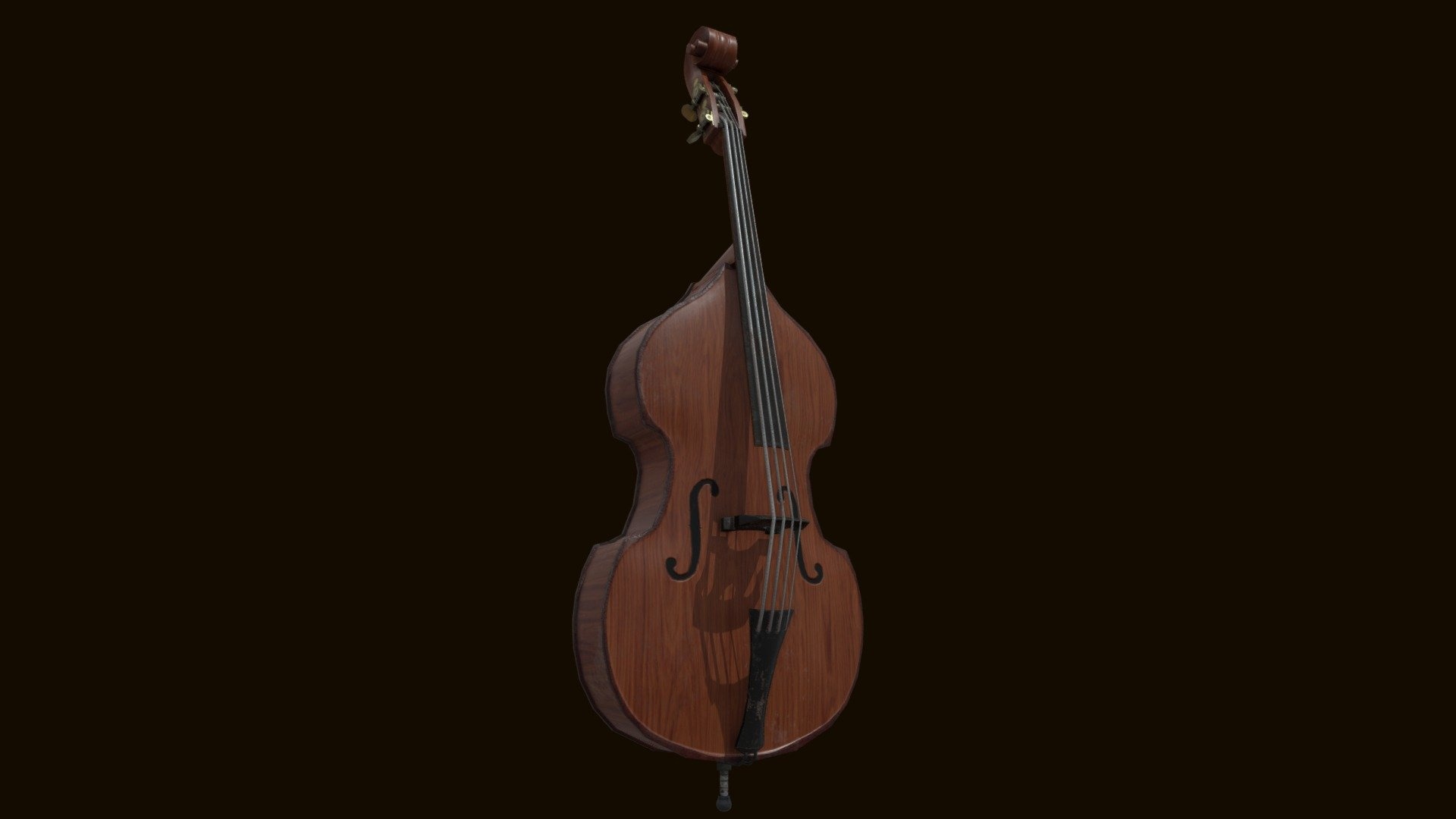 Double Bass: 3D Model Of The Bass, Plucked String Instruments. 1920x1080 Full HD Background.