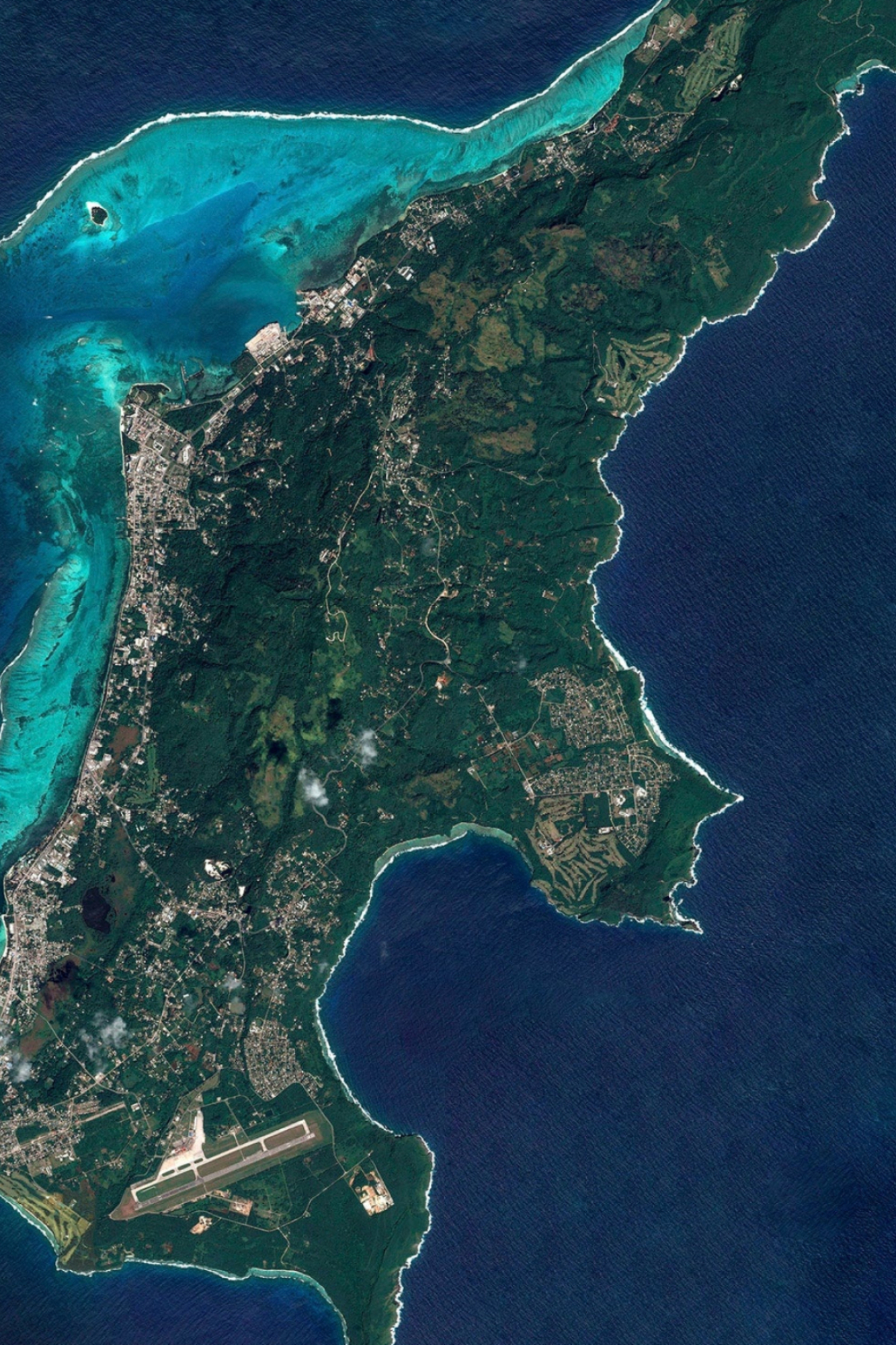 Saipan island, Satellite map, Stunning topography, Tropical paradise, 1340x2000 HD Handy