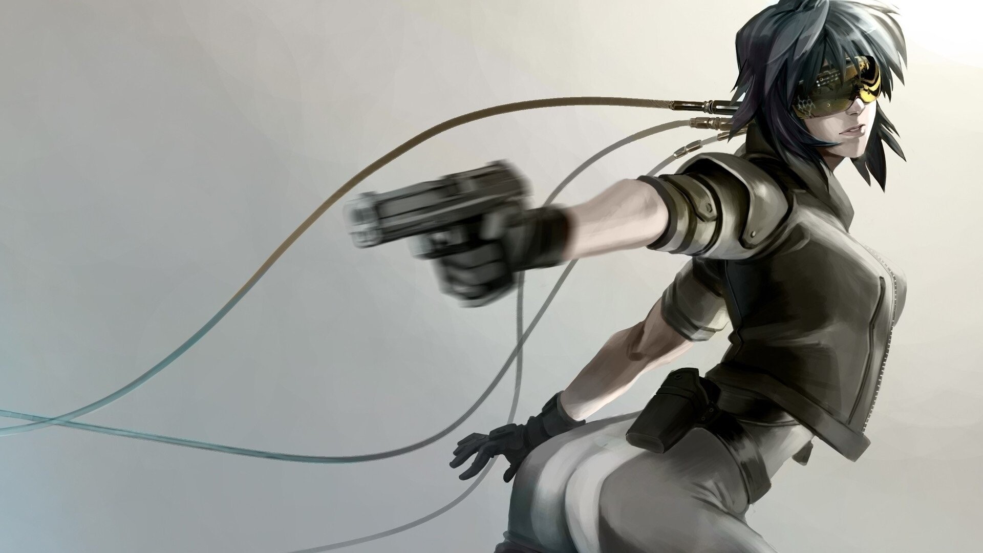 Ghost in the Shell (Anime): Motoko Kusanagi, The leading character of the popular media franchise, Acting field operative. 1920x1080 Full HD Background.
