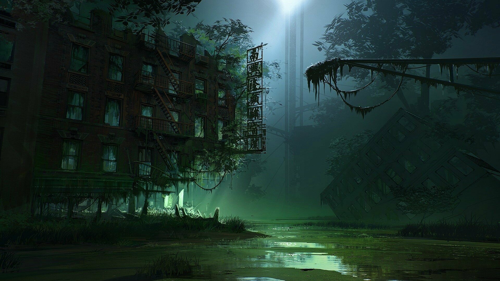 Post-apocalypse: Abandoned cities full of wildlife, The decline of technology. 1920x1080 Full HD Wallpaper.