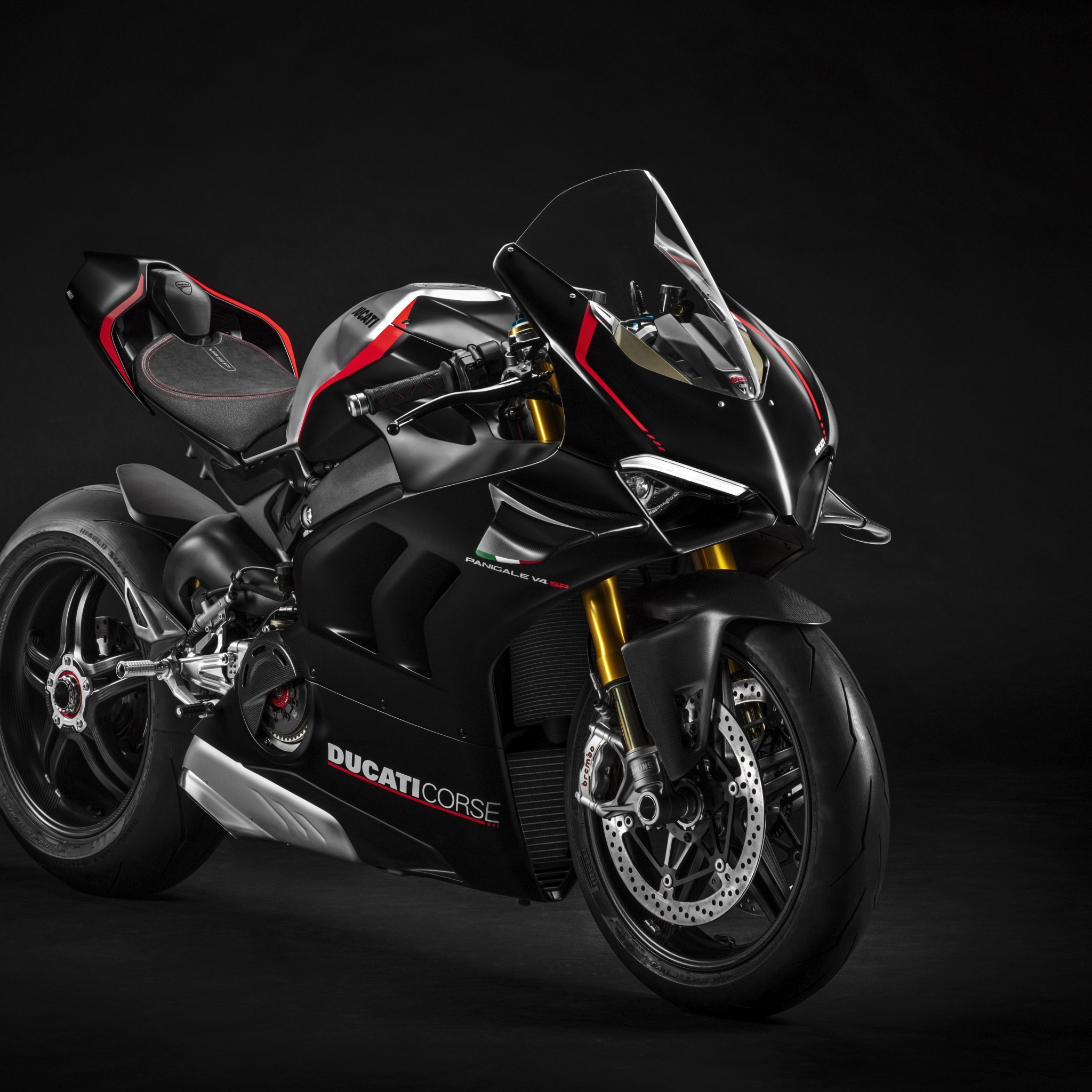 Ducati Panigale V4, Dark background, 2021 wallpaper, Black sports bike, 2050x2050 HD Phone