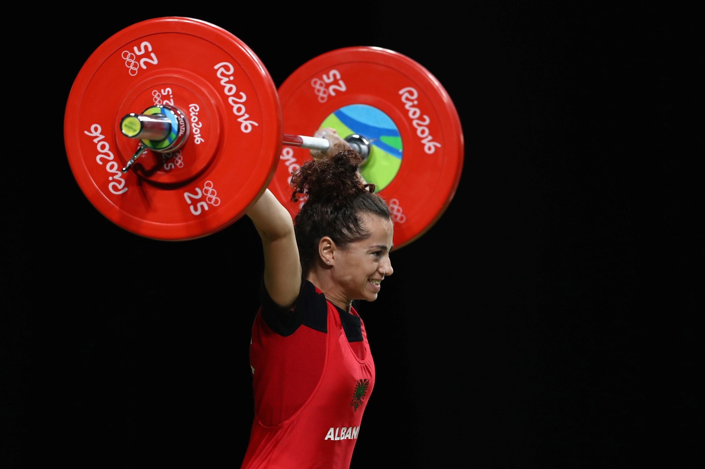 Weightlifting: 53 kg, Evagjelia Veli, an Albanian weightlifter, Gold medal, 2022 European Weightlifting Championships. 2410x1600 HD Wallpaper.