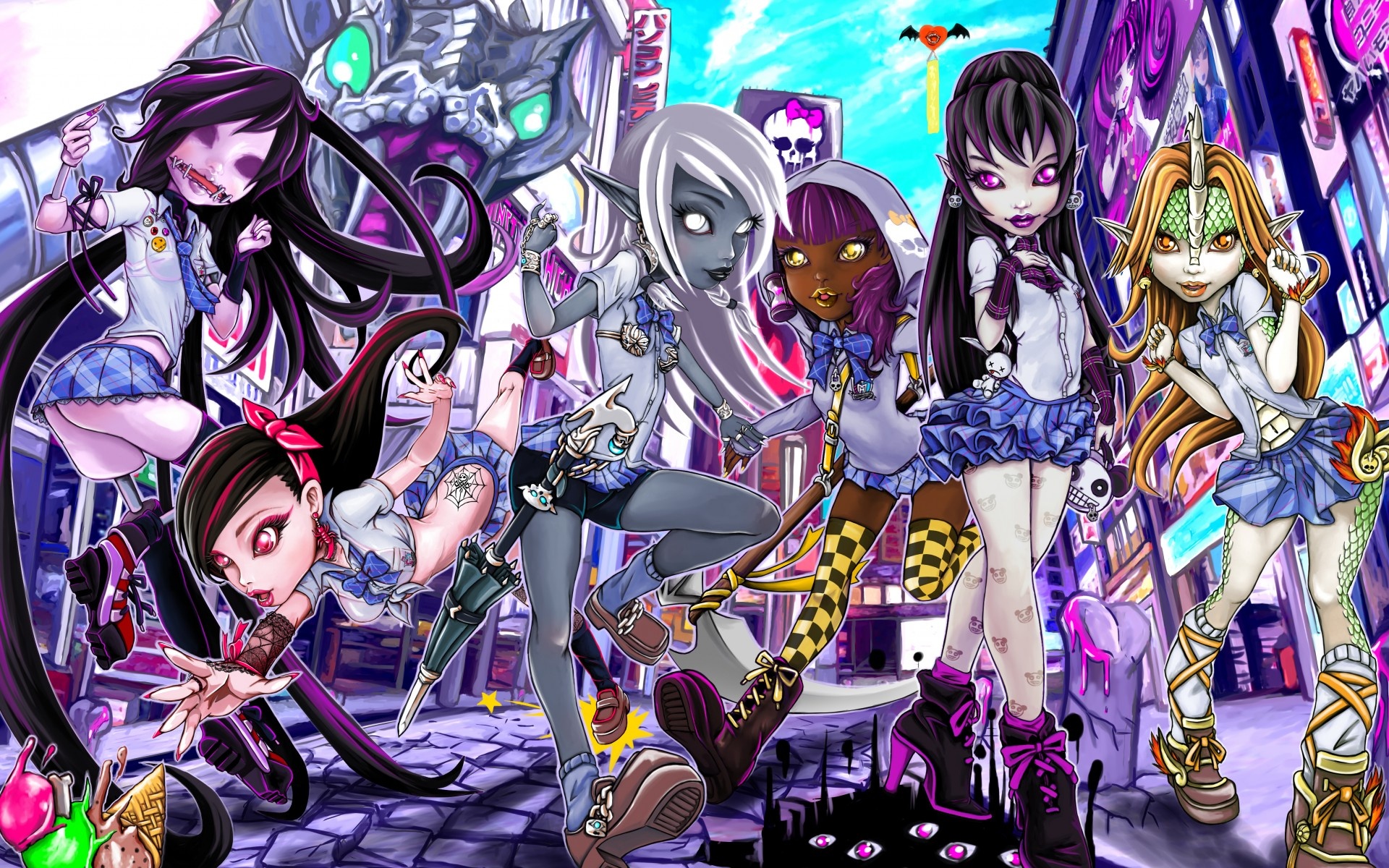 Monster High: Fashion dolls, The main focus of the franchise, a 2D-animated web series. 1920x1200 HD Background.