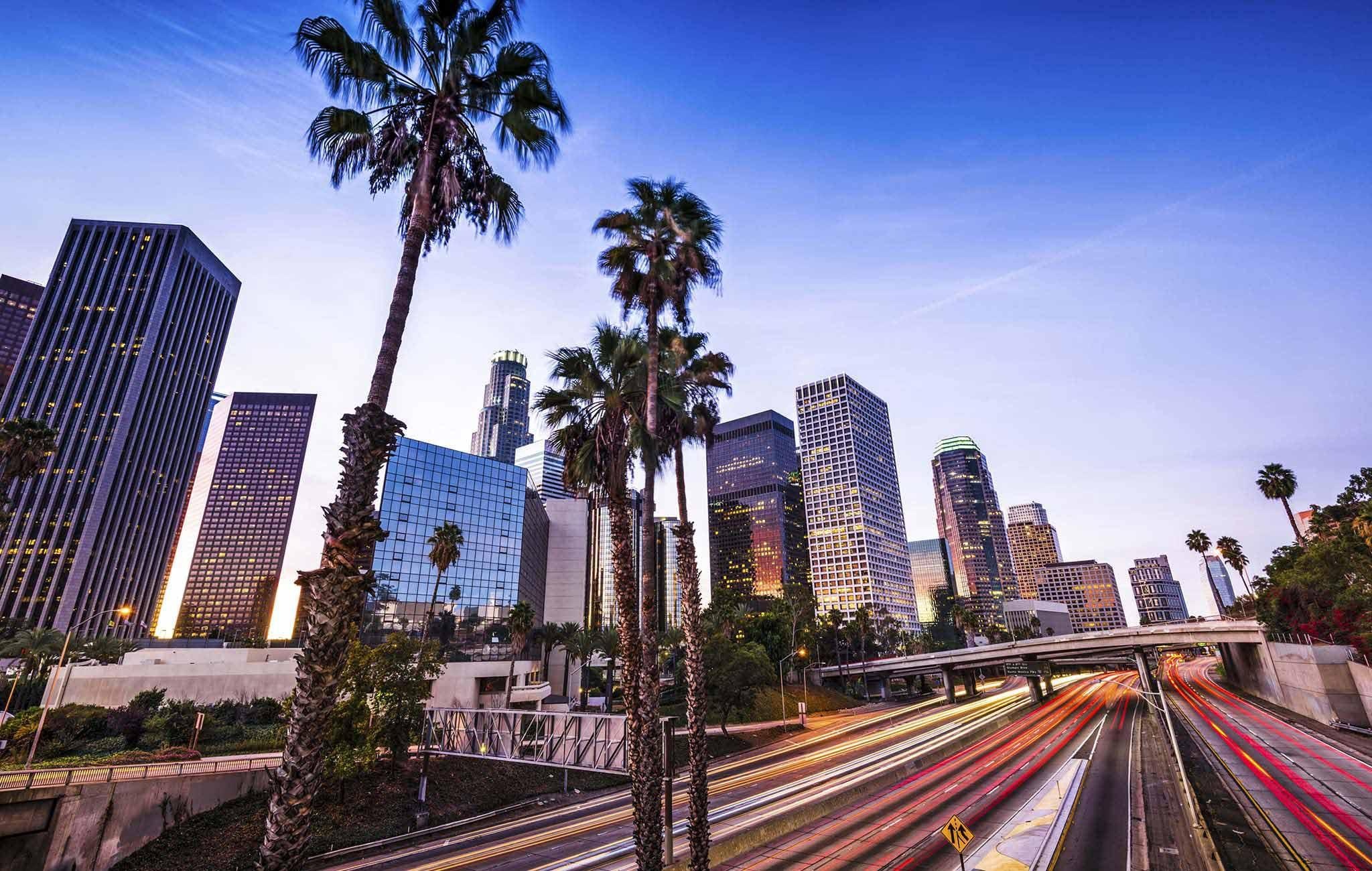Los Angeles: Famous for the Hollywood industry, Skyscrapers. 2050x1300 HD Background.