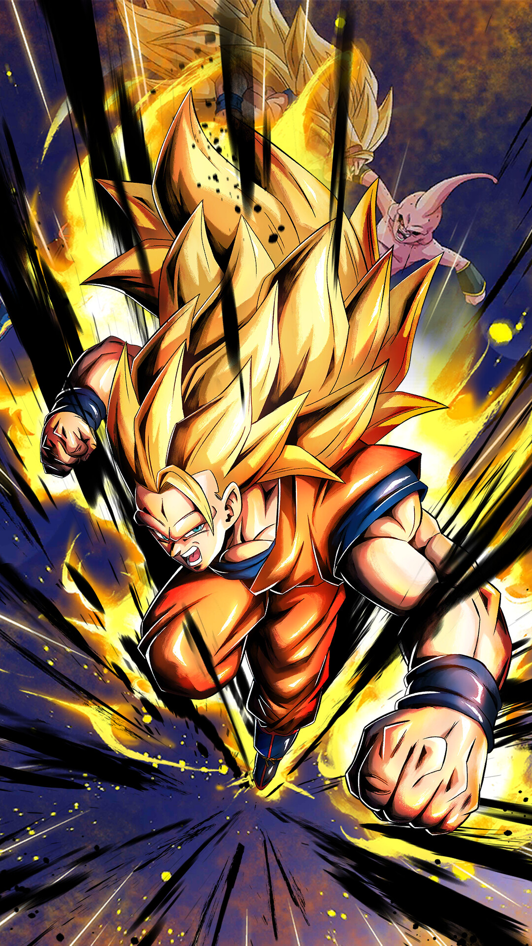 Goku Super Saiyan: SS3, The form extracts every drop of potential from a Saiyan's blood, SS transformation. 1080x1920 Full HD Background.