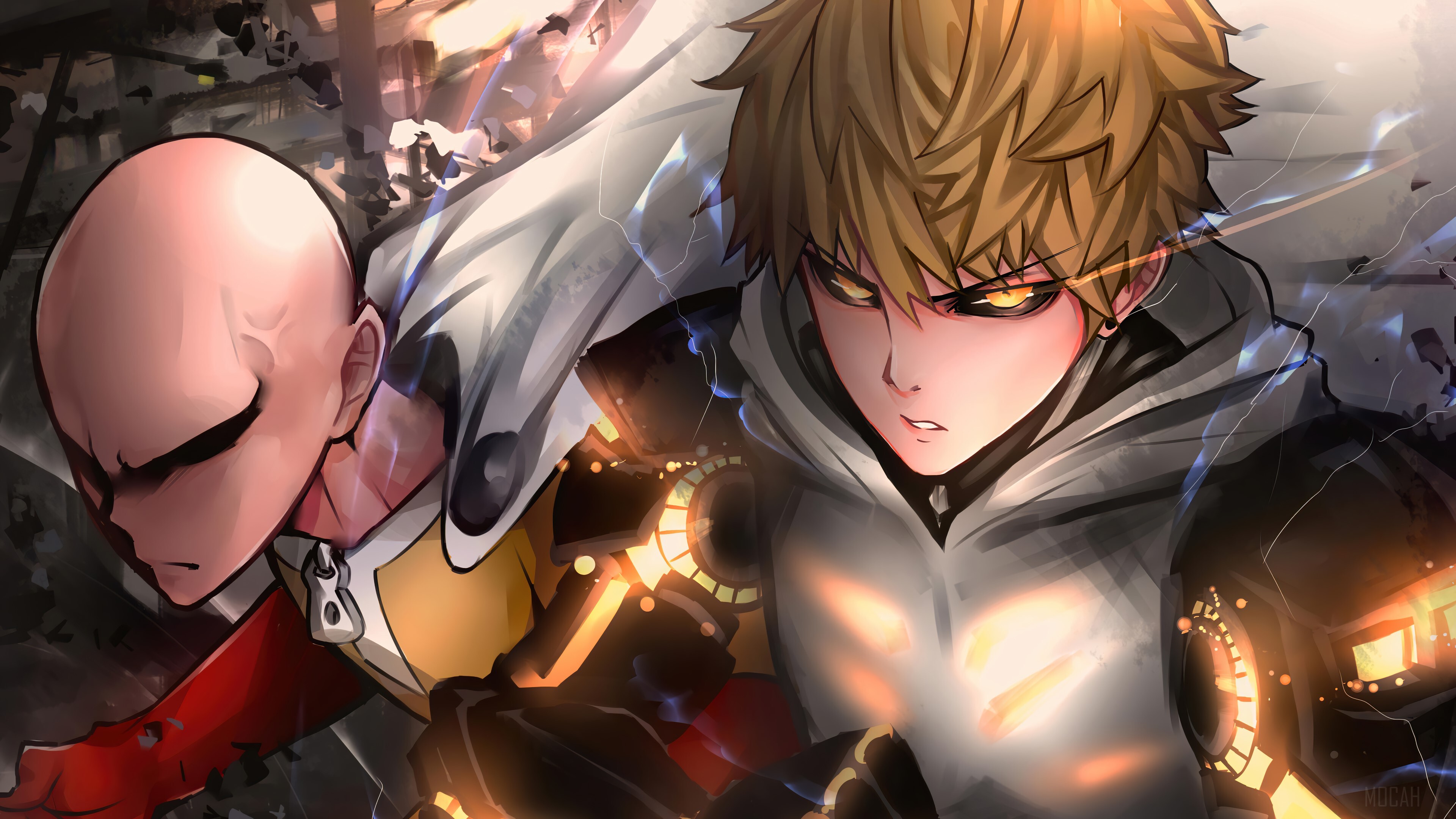 Genos: Anime, A character who's goal is the destruction of the Mad Cyborg. 3840x2160 4K Background.