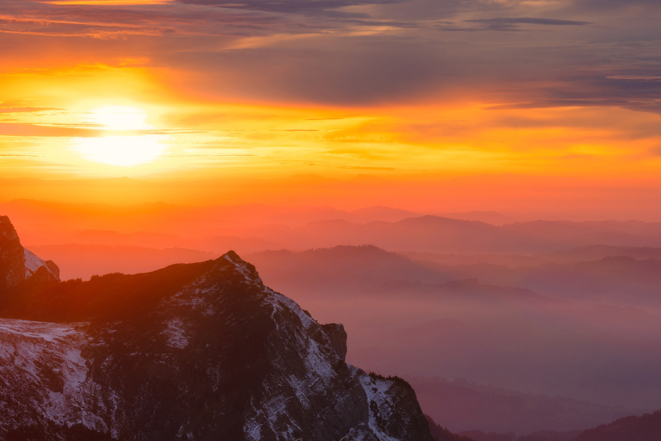 Mount Pilatus, Sunrise on top, World photography, Sunset obsession, 2200x1470 HD Desktop
