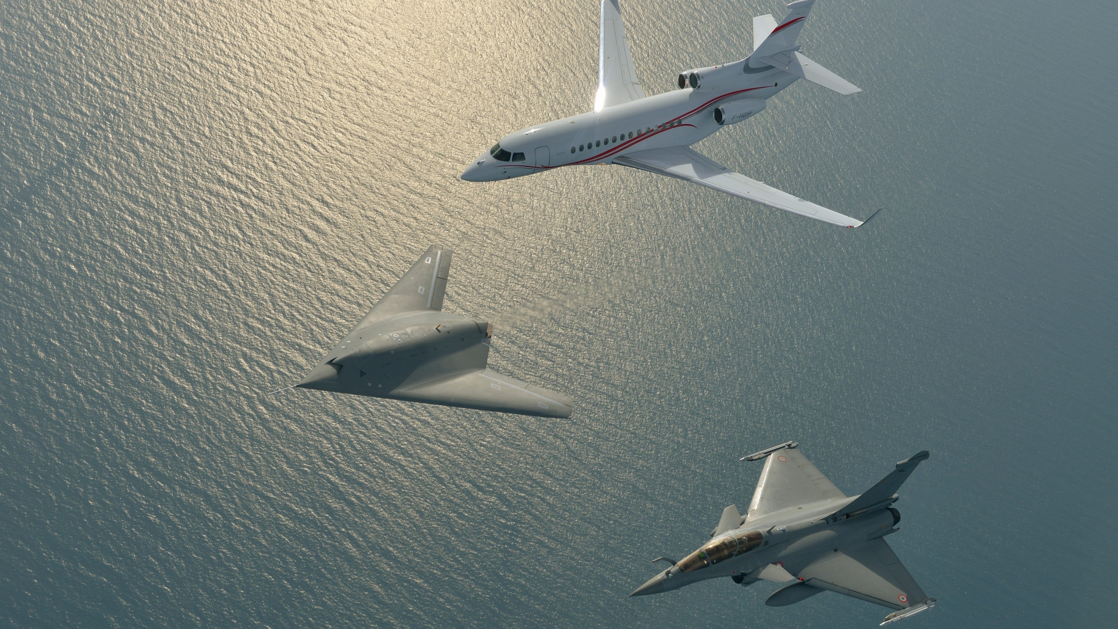 Falcon 7X, Dassault aviation, British army drone, Military aircraft, 3840x2160 4K Desktop